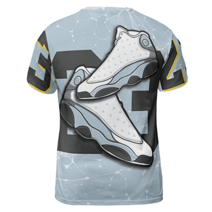 Blue Grey 13s T Shirt Match 23 Sneaker 3D All-Over Print - NastyJamz