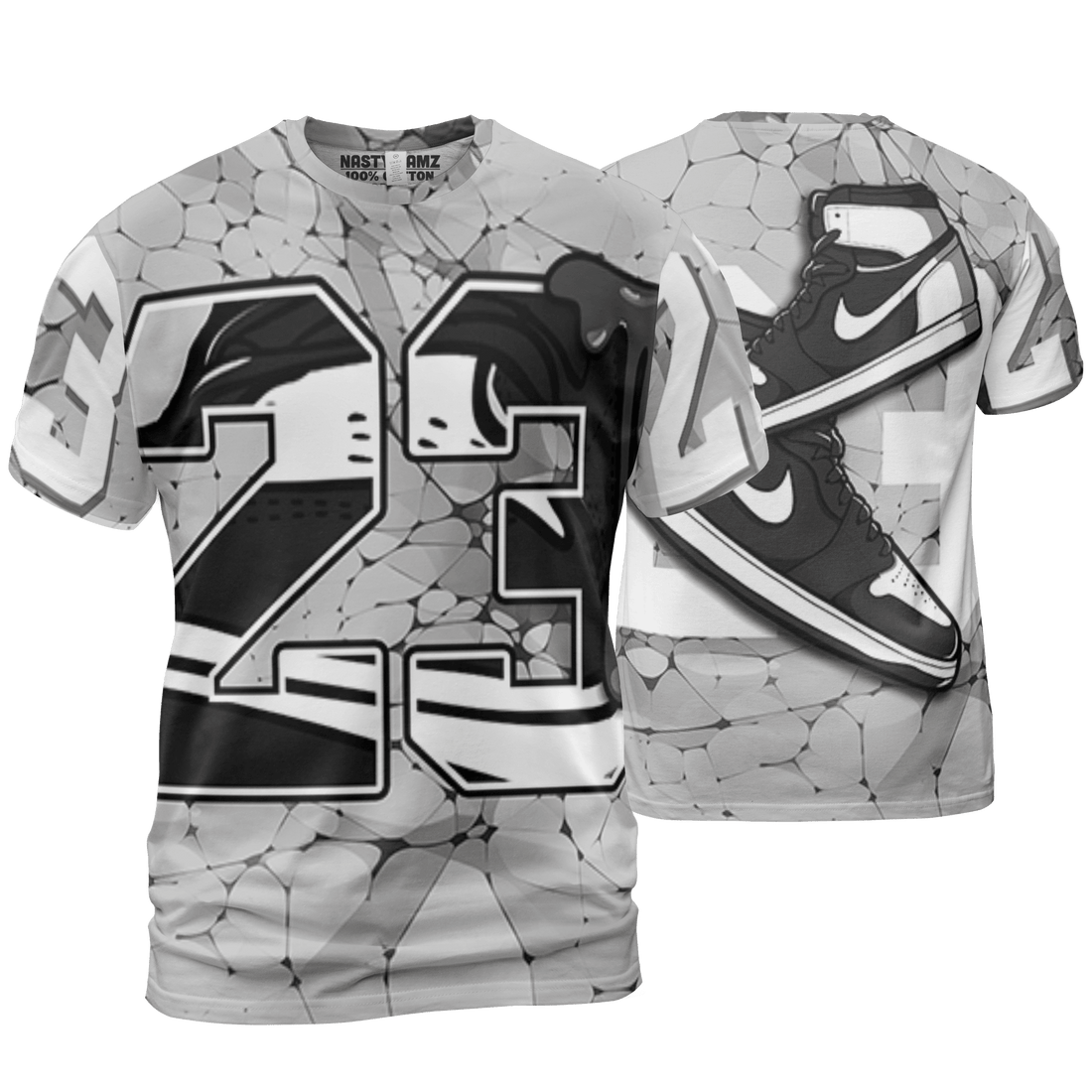 Retro High OG Black White 1s T Shirt Match 23 Sneaker 3D All-Over Print - NastyJamz