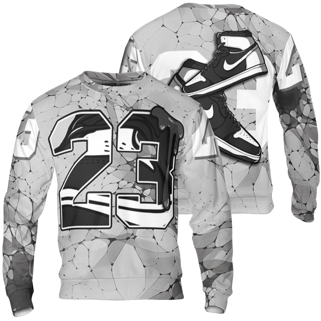 Retro High OG Black White 1s Sweatshirt Match 23 Sneaker 3D All-Over Print - NastyJamz