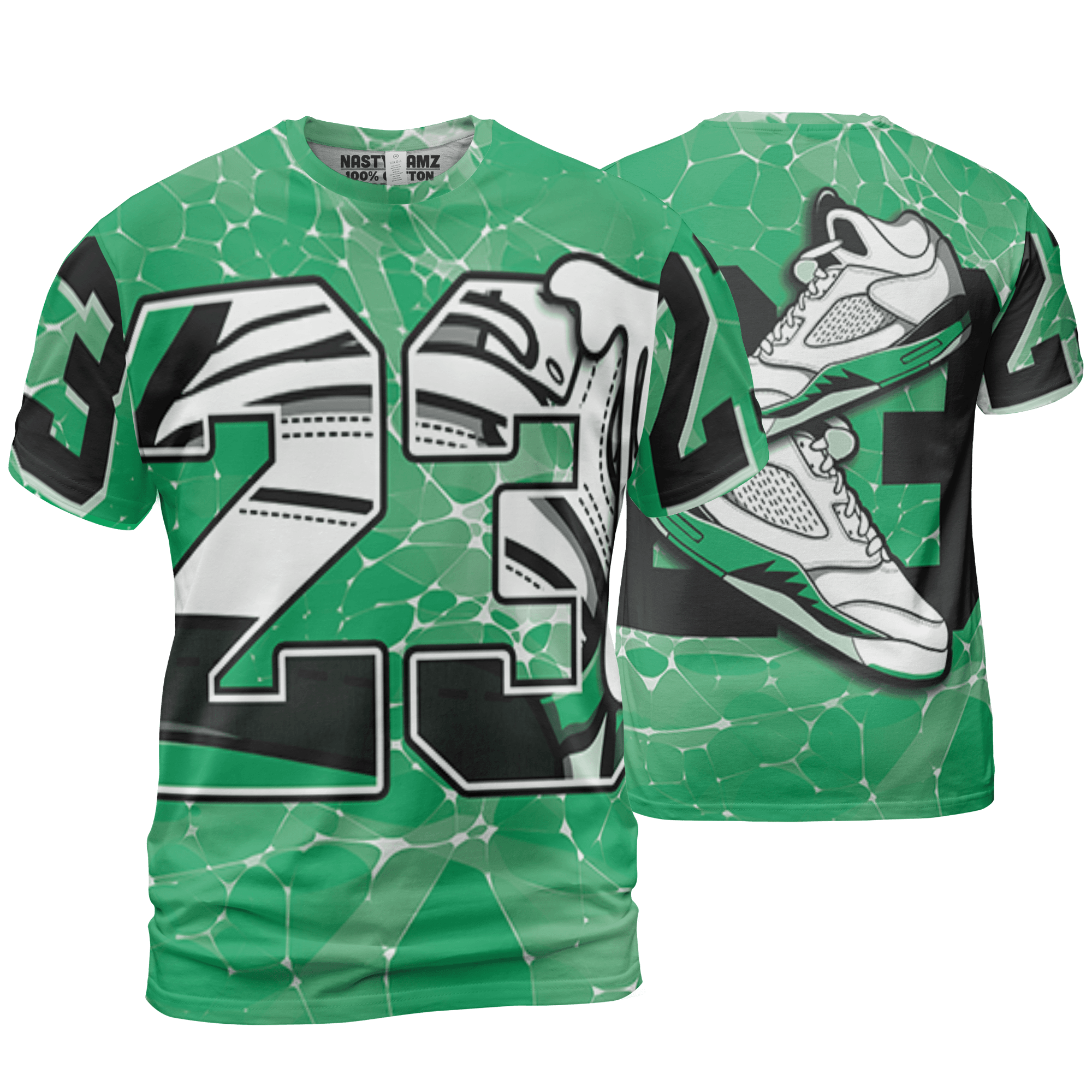 Lucky Green 5s T Shirt Match 23 Sneaker 3D All-Over Print - NastyJamz