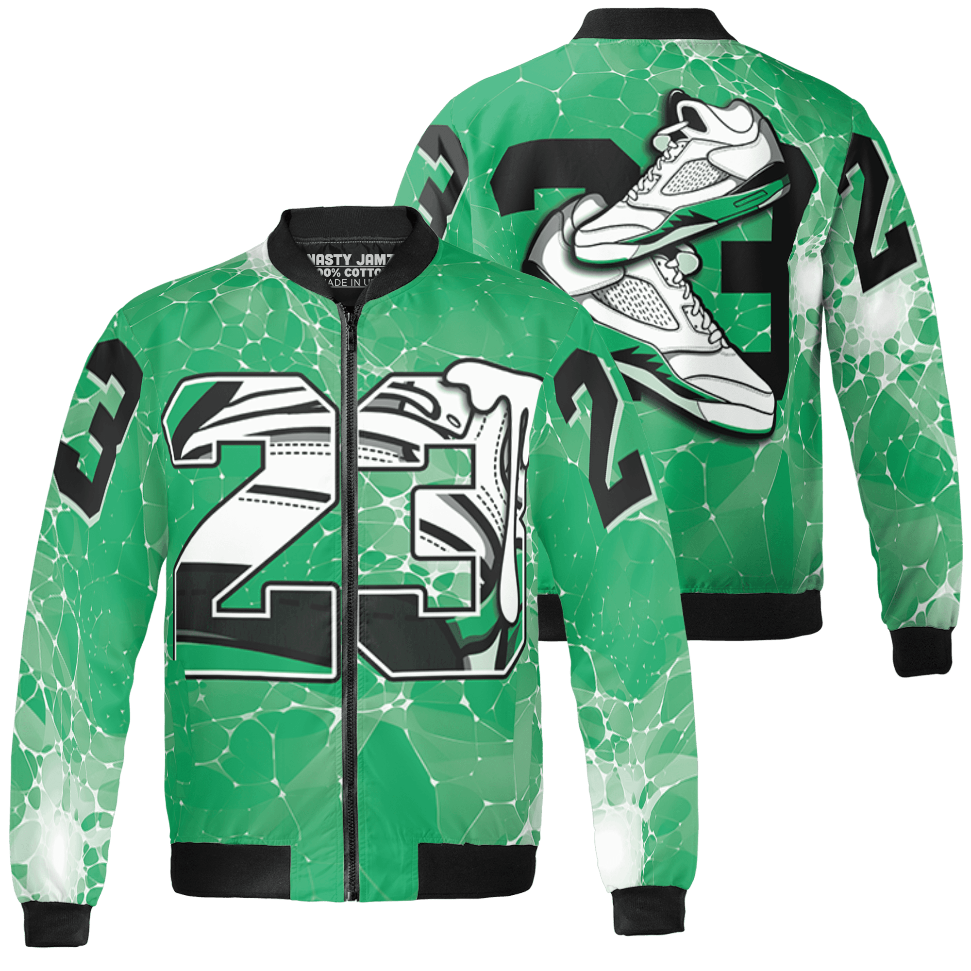 Lucky Green 5s Jacket Match 23 Sneaker 3D All-Over Print - NastyJamz