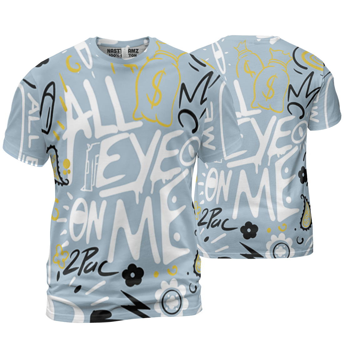 Blue Grey 13s T Shirt Match All Eye On Me 3D All-Over Print Doodle Eye - NastyJamz