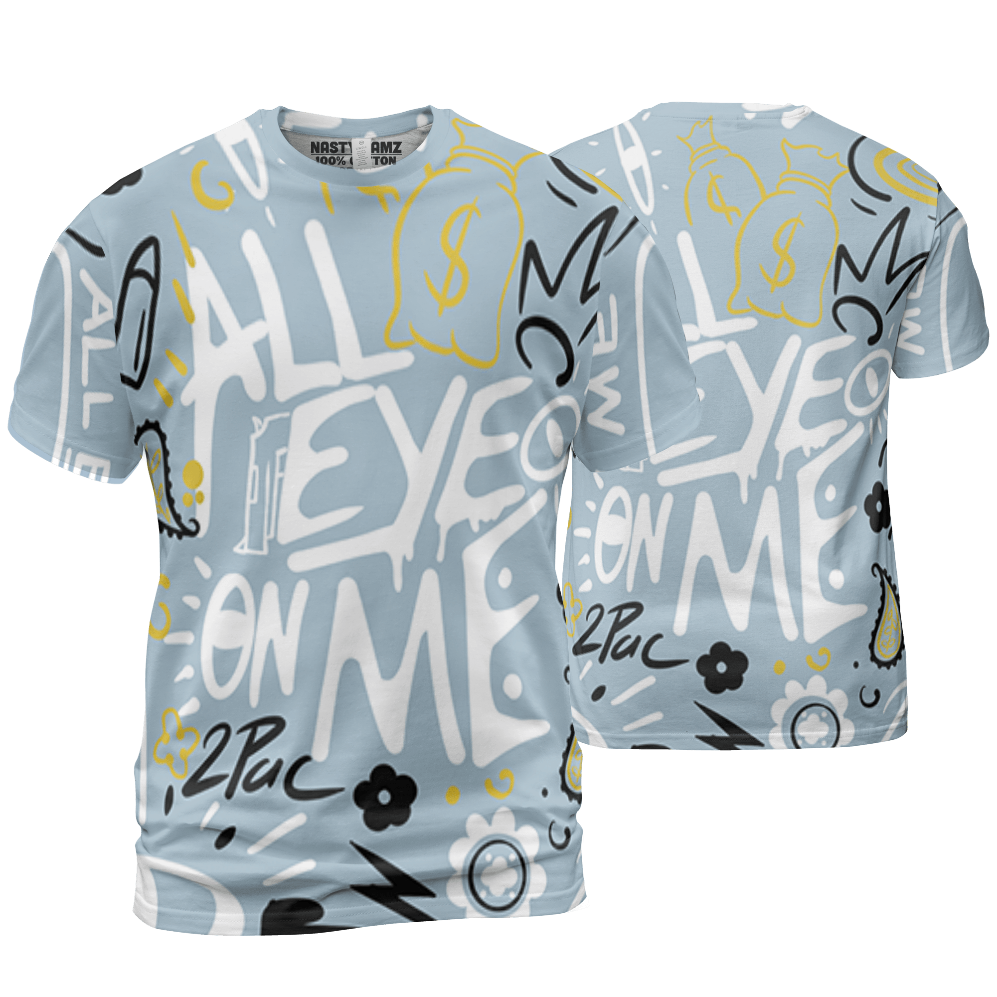 Blue Grey 13s T Shirt Match All Eye On Me 3D All-Over Print Doodle Eye - NastyJamz