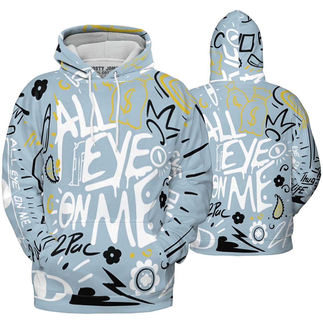 Blue Grey 13s Hoodie Match All Eye On Me 3D All-Over Print Doodle Eye - NastyJamz