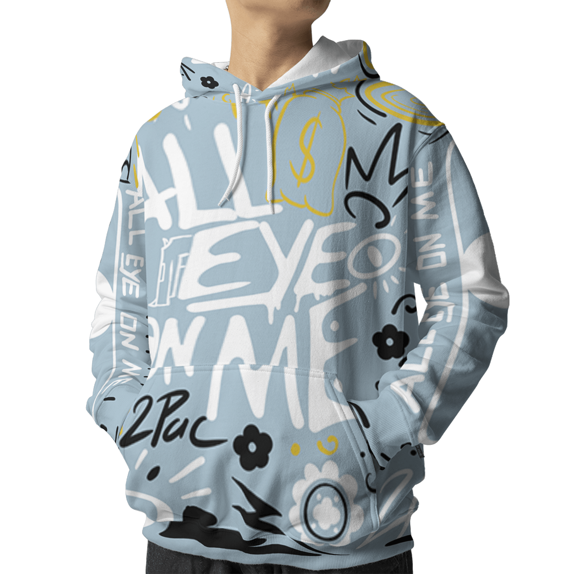 Blue Grey 13s Hoodie Match All Eye On Me 3D All-Over Print Doodle Eye - NastyJamz