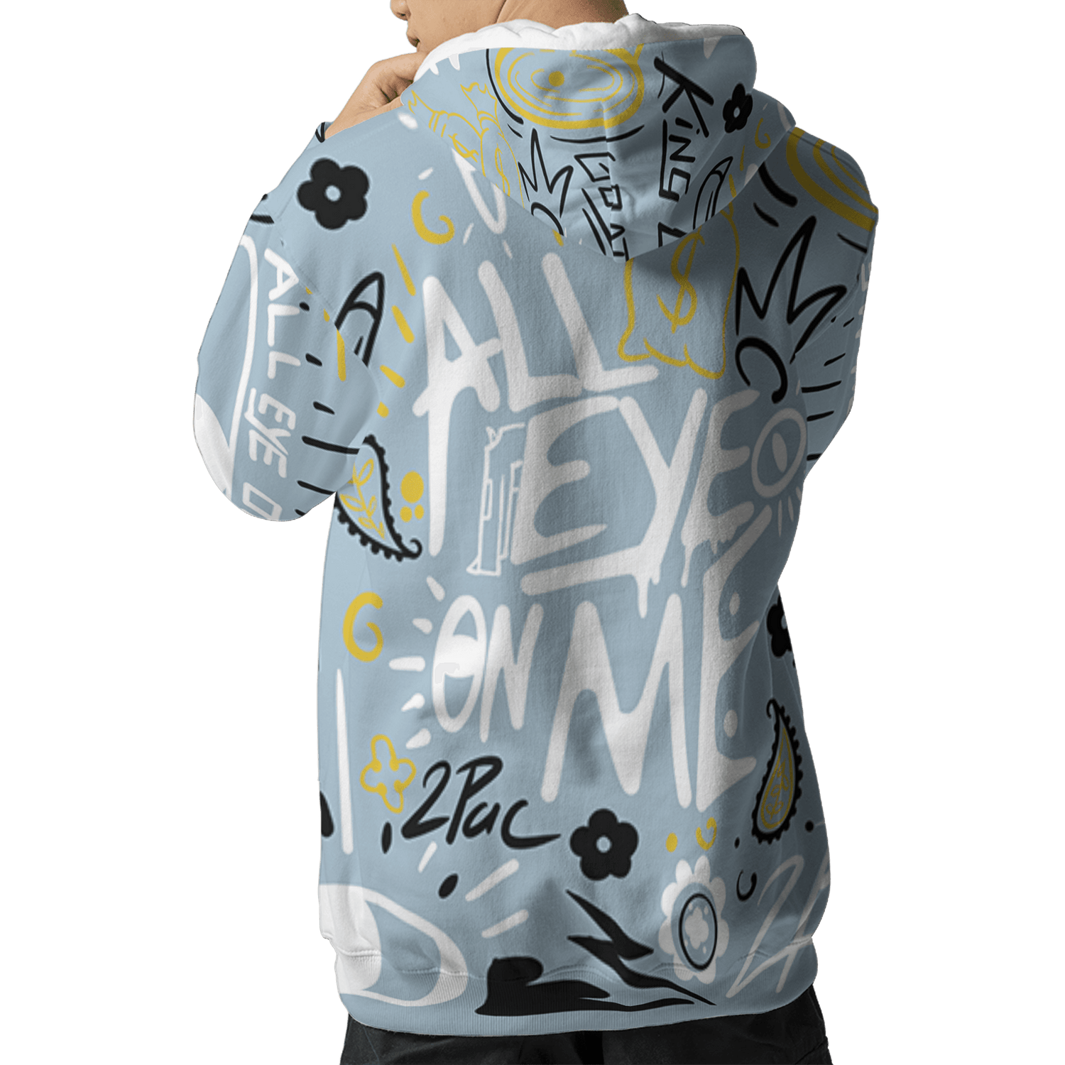 Blue Grey 13s Hoodie Match All Eye On Me 3D All-Over Print Doodle Eye - NastyJamz