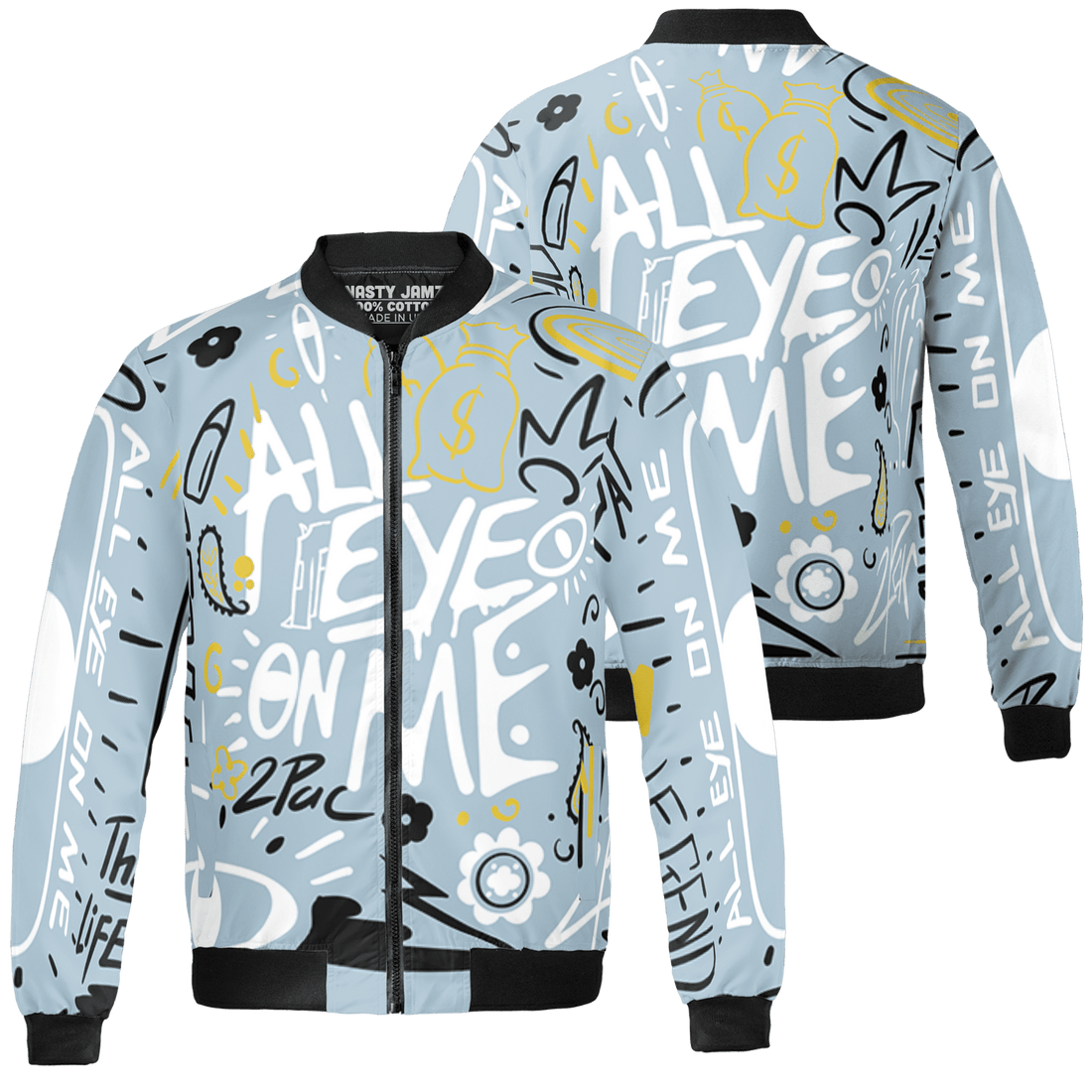 Blue Grey 13s Jacket Match All Eye On Me 3D All-Over Print Doodle Eye - NastyJamz