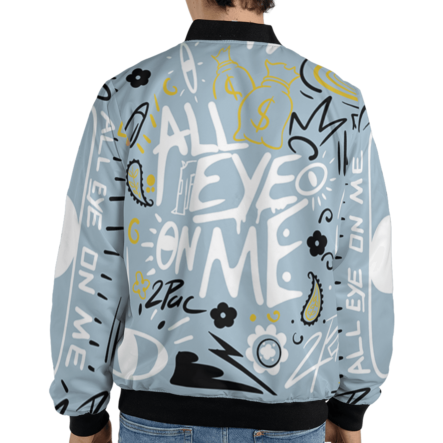Blue Grey 13s Jacket Match All Eye On Me 3D All-Over Print Doodle Eye - NastyJamz