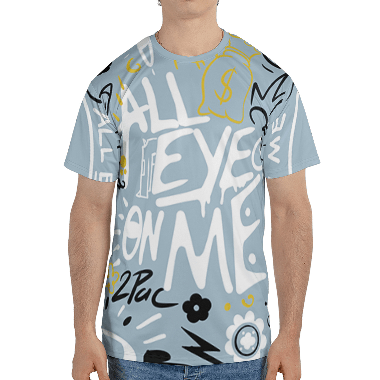 Blue Grey 13s T Shirt Match All Eye On Me 3D All-Over Print Doodle Eye - NastyJamz