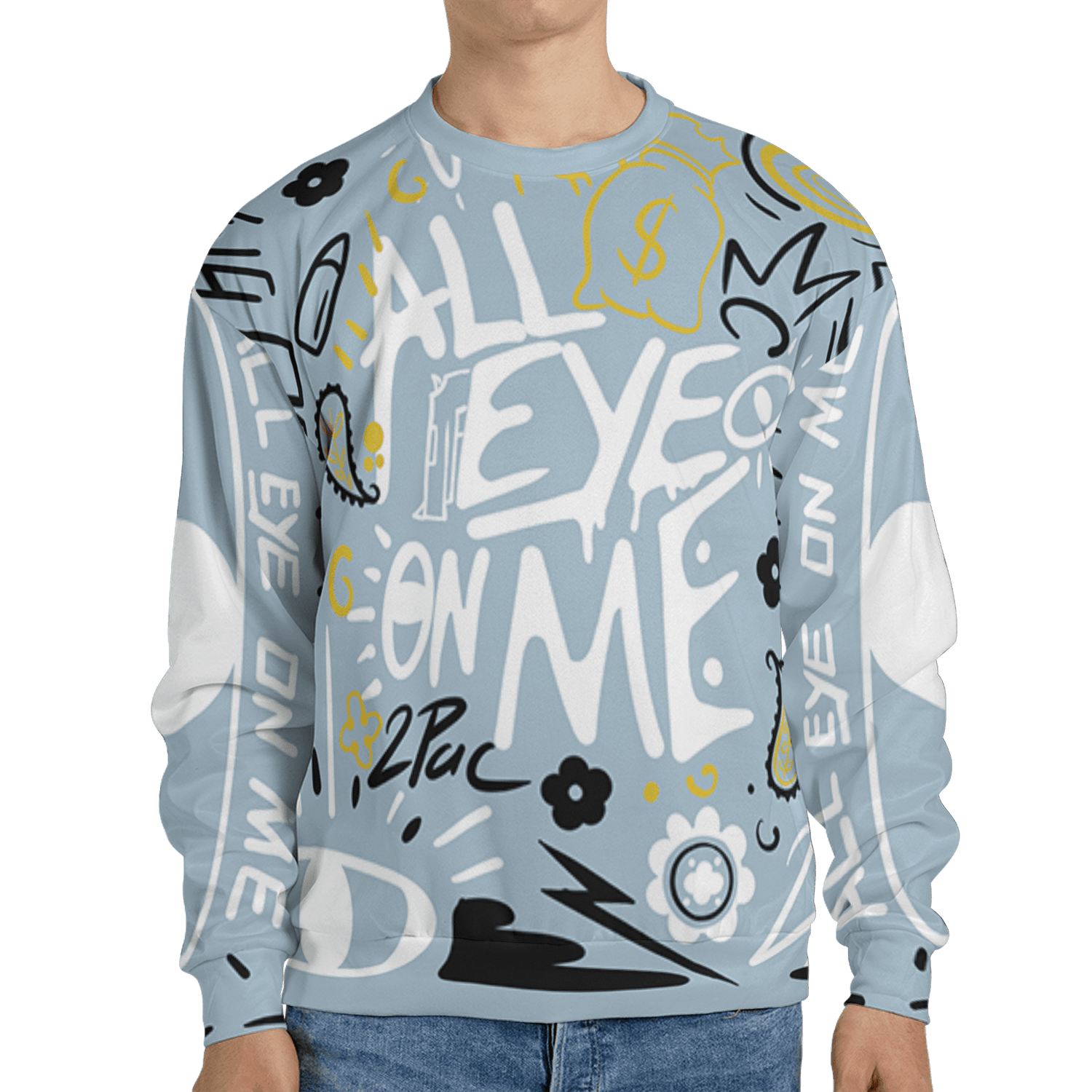 Blue Grey 13s Sweatshirt Match All Eye On Me 3D All-Over Print Doodle Eye - NastyJamz