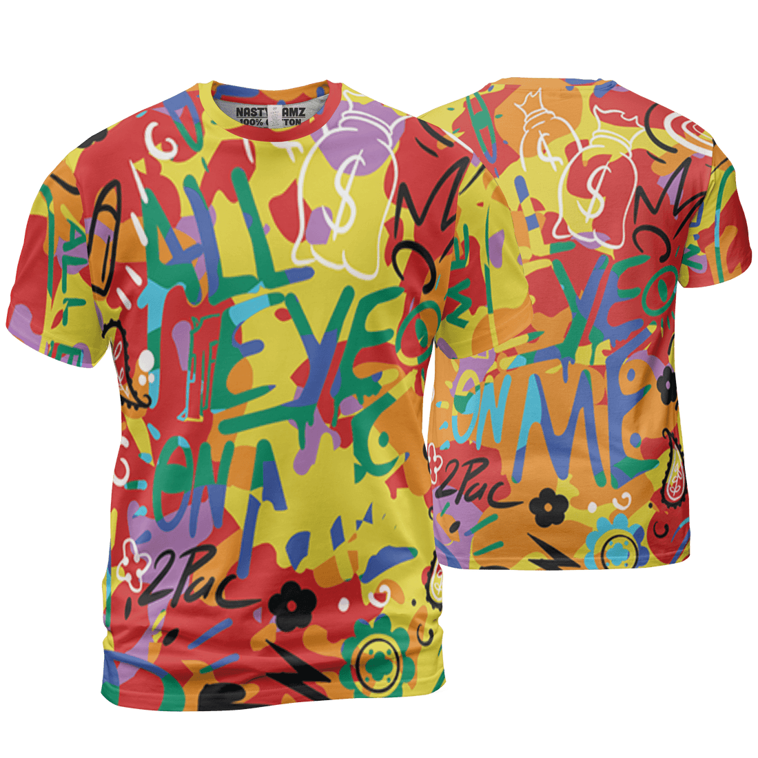 Mid GS Six Championships 1s T Shirt Match All Eye On Me 3D All-Over Print Doodle Eye - NastyJamz