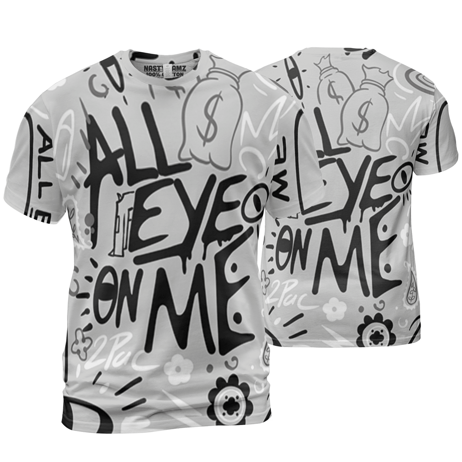 Retro High OG Black White 1s T Shirt Match All Eye On Me 3D All-Over Print Doodle Eye - NastyJamz