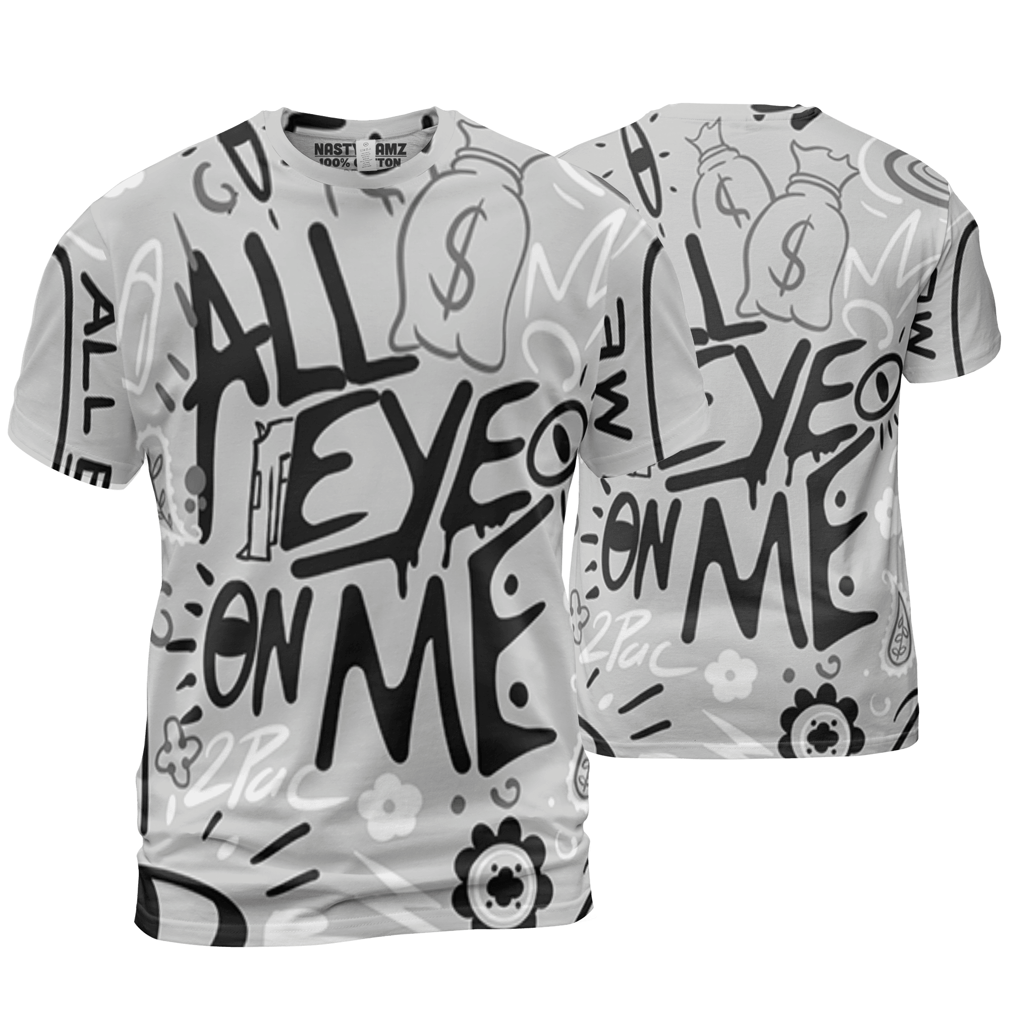 Retro High OG Black White 1s T Shirt Match All Eye On Me 3D All-Over Print Doodle Eye - NastyJamz