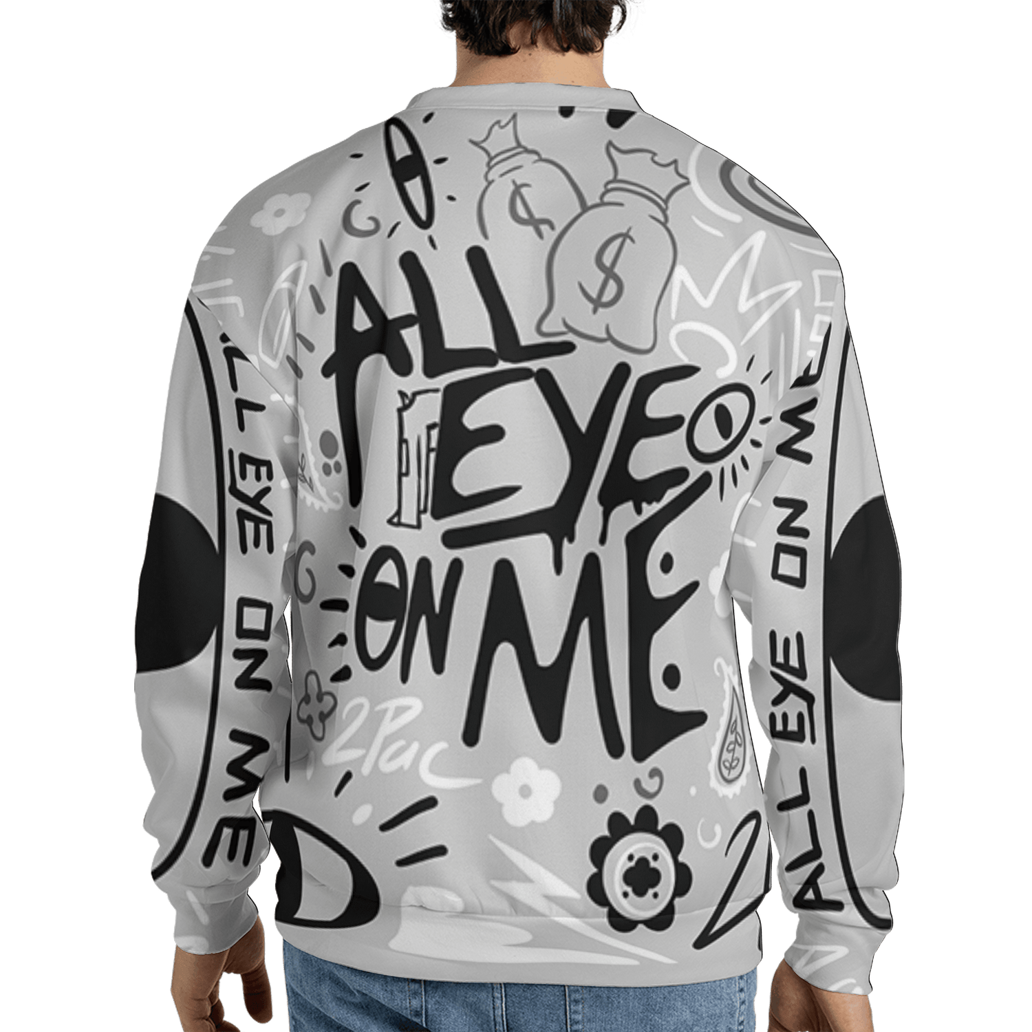 Retro High OG Black White 1s Sweatshirt Match All Eye On Me 3D All-Over Print Doodle Eye - NastyJamz