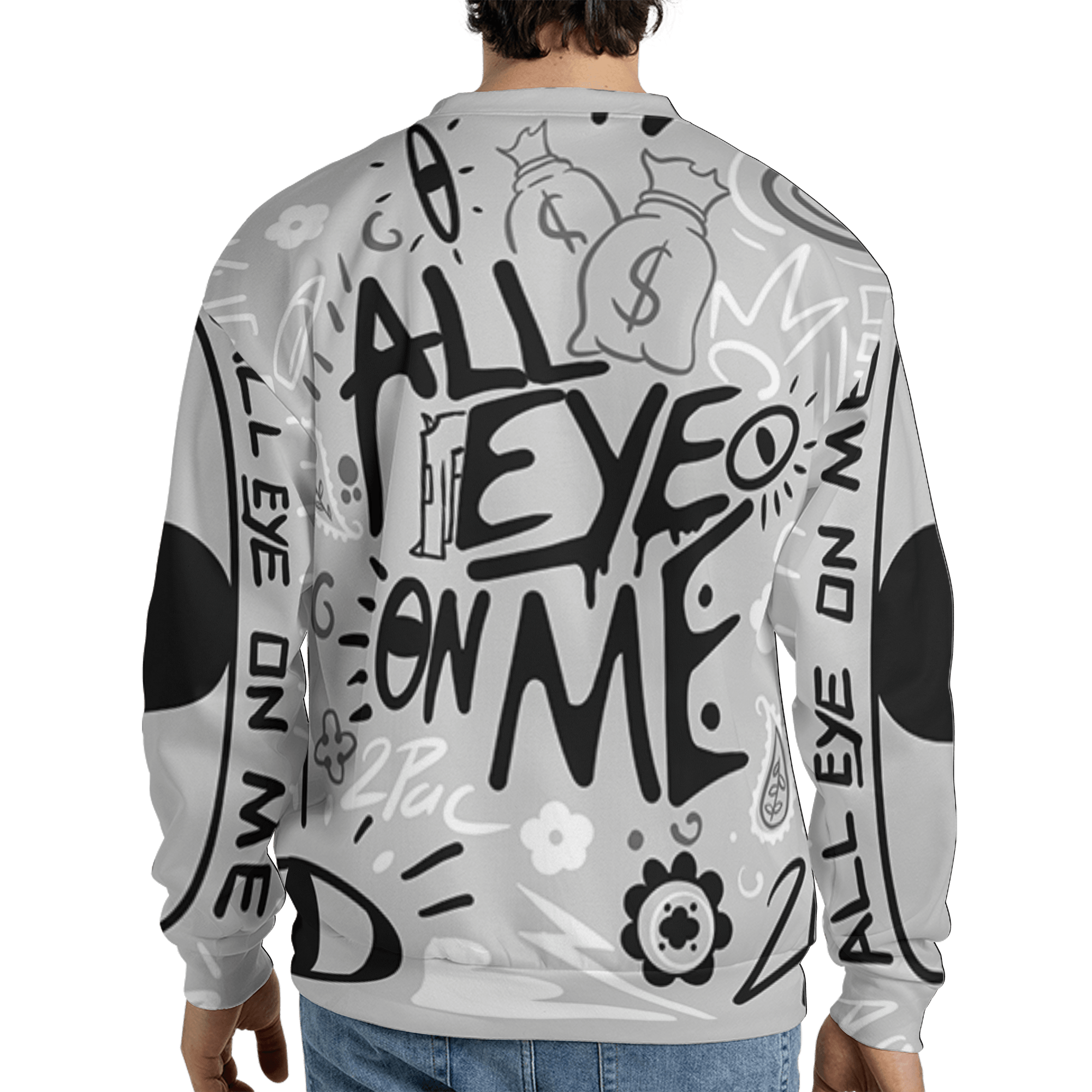 Retro High OG Black White 1s Sweatshirt Match All Eye On Me 3D All-Over Print Doodle Eye - NastyJamz