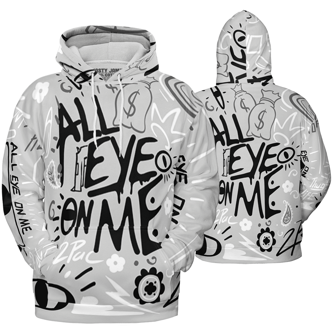Retro High OG Black White 1s Hoodie Match All Eye On Me 3D All-Over Print Doodle Eye - NastyJamz