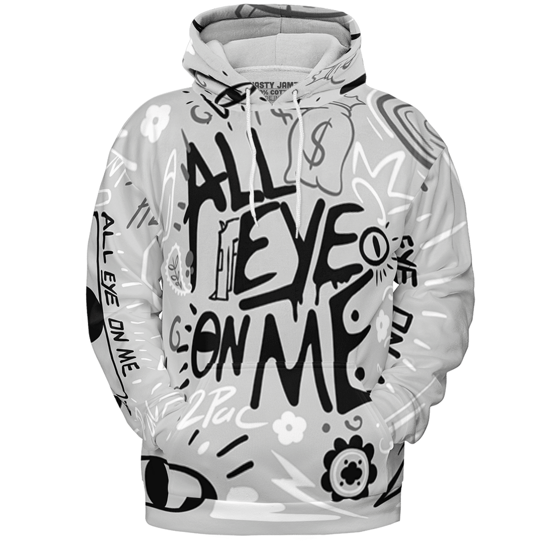 Retro High OG Black White 1s Hoodie Match All Eye On Me 3D All-Over Print Doodle Eye - NastyJamz