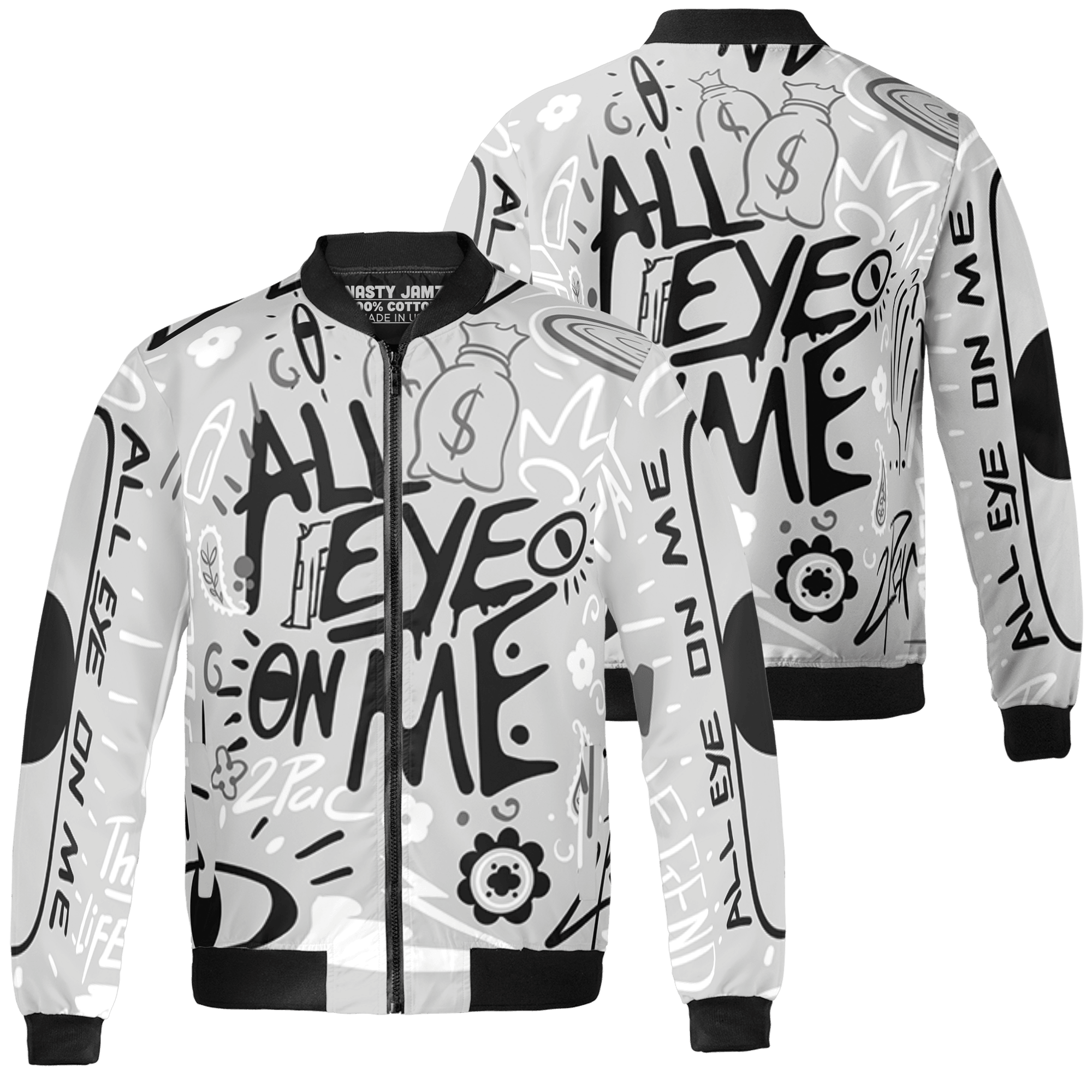 Retro High OG Black White 1s Jacket Match All Eye On Me 3D All-Over Print Doodle Eye - NastyJamz