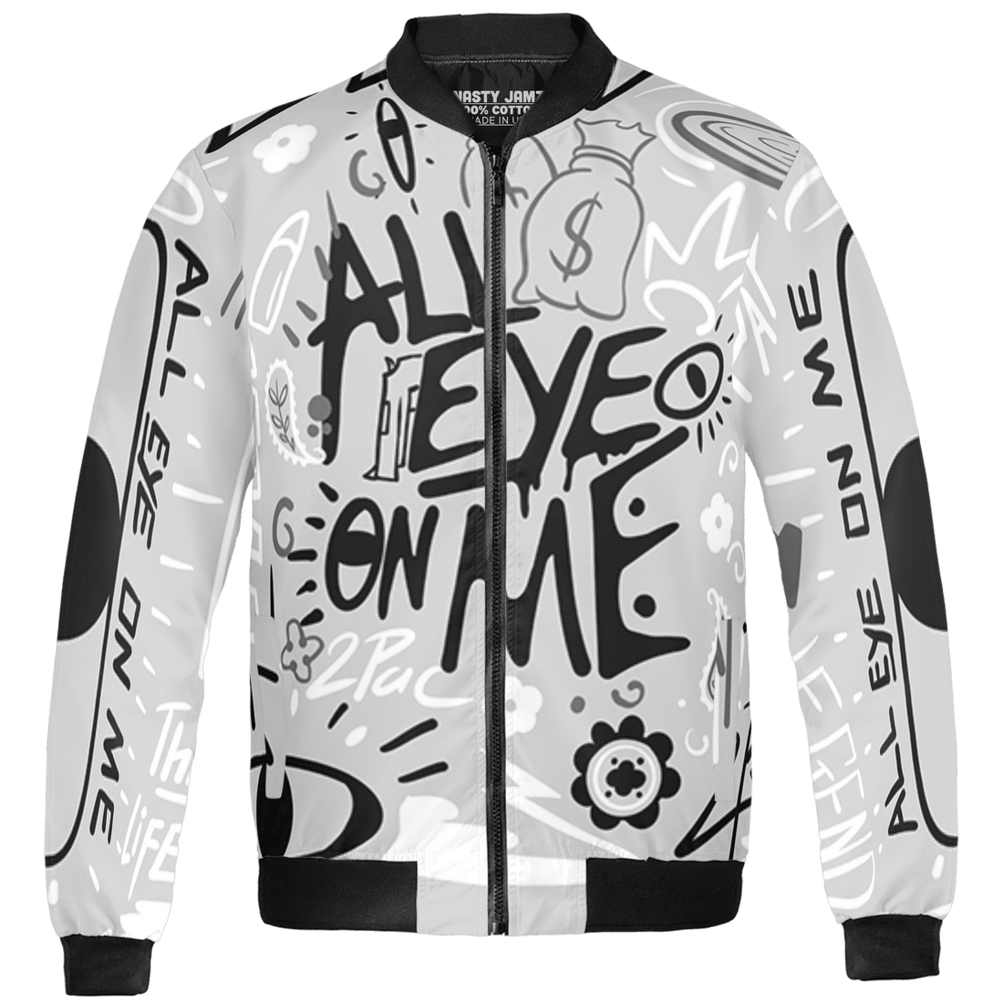 Retro High OG Black White 1s Jacket Match All Eye On Me 3D All-Over Print Doodle Eye - NastyJamz