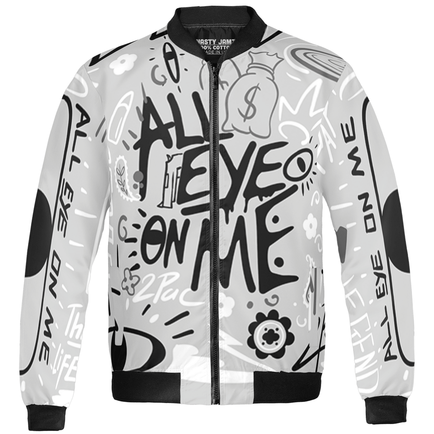 Retro High OG Black White 1s Jacket Match All Eye On Me 3D All-Over Print Doodle Eye - NastyJamz