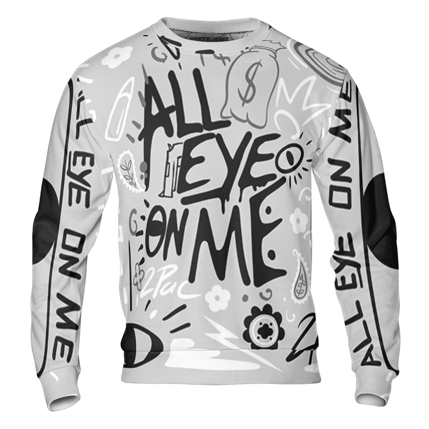 Retro High OG Black White 1s Sweatshirt Match All Eye On Me 3D All-Over Print Doodle Eye - NastyJamz