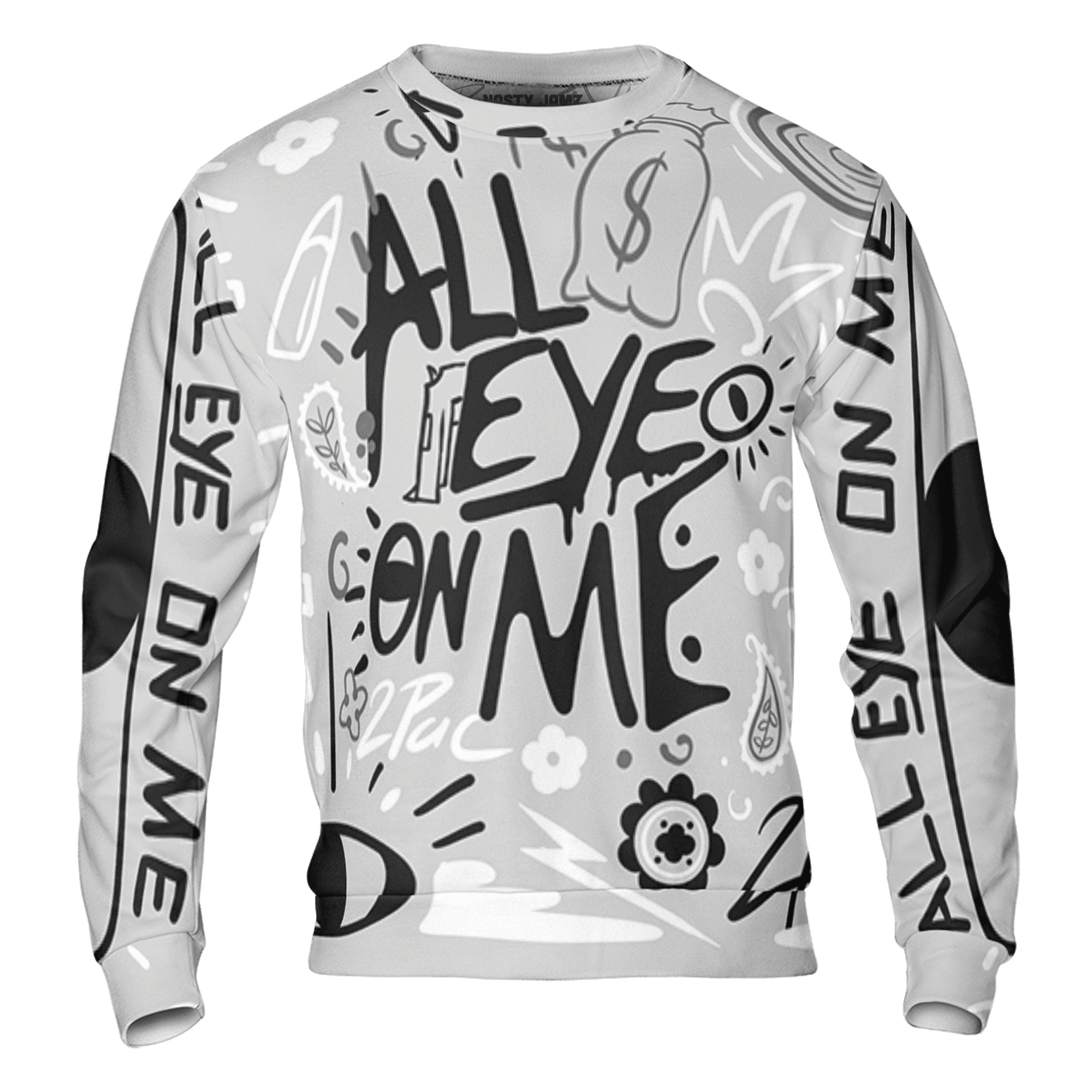 Retro High OG Black White 1s Sweatshirt Match All Eye On Me 3D All-Over Print Doodle Eye - NastyJamz