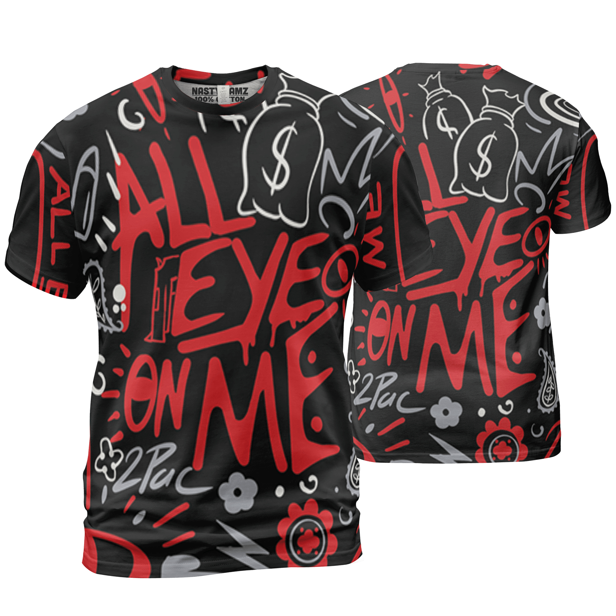 Bred Reimagined 4s T Shirt Match All Eye On Me 3D All-Over Print Doodle Eye - NastyJamz