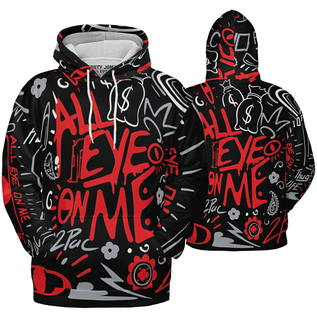 Bred Reimagined 4s Hoodie Match All Eye On Me 3D All-Over Print Doodle Eye - NastyJamz