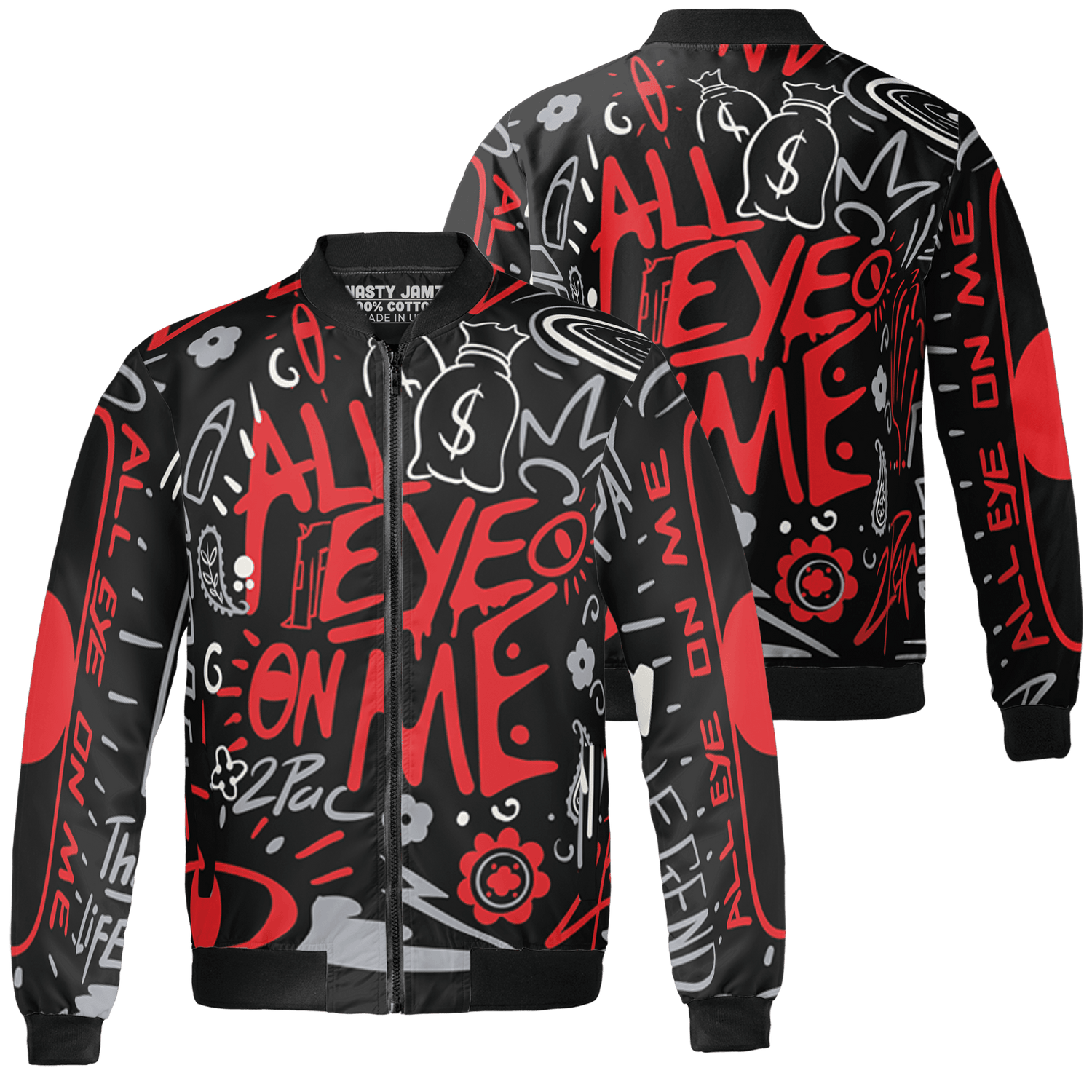 Bred Reimagined 4s Jacket Match All Eye On Me 3D All-Over Print Doodle Eye - NastyJamz