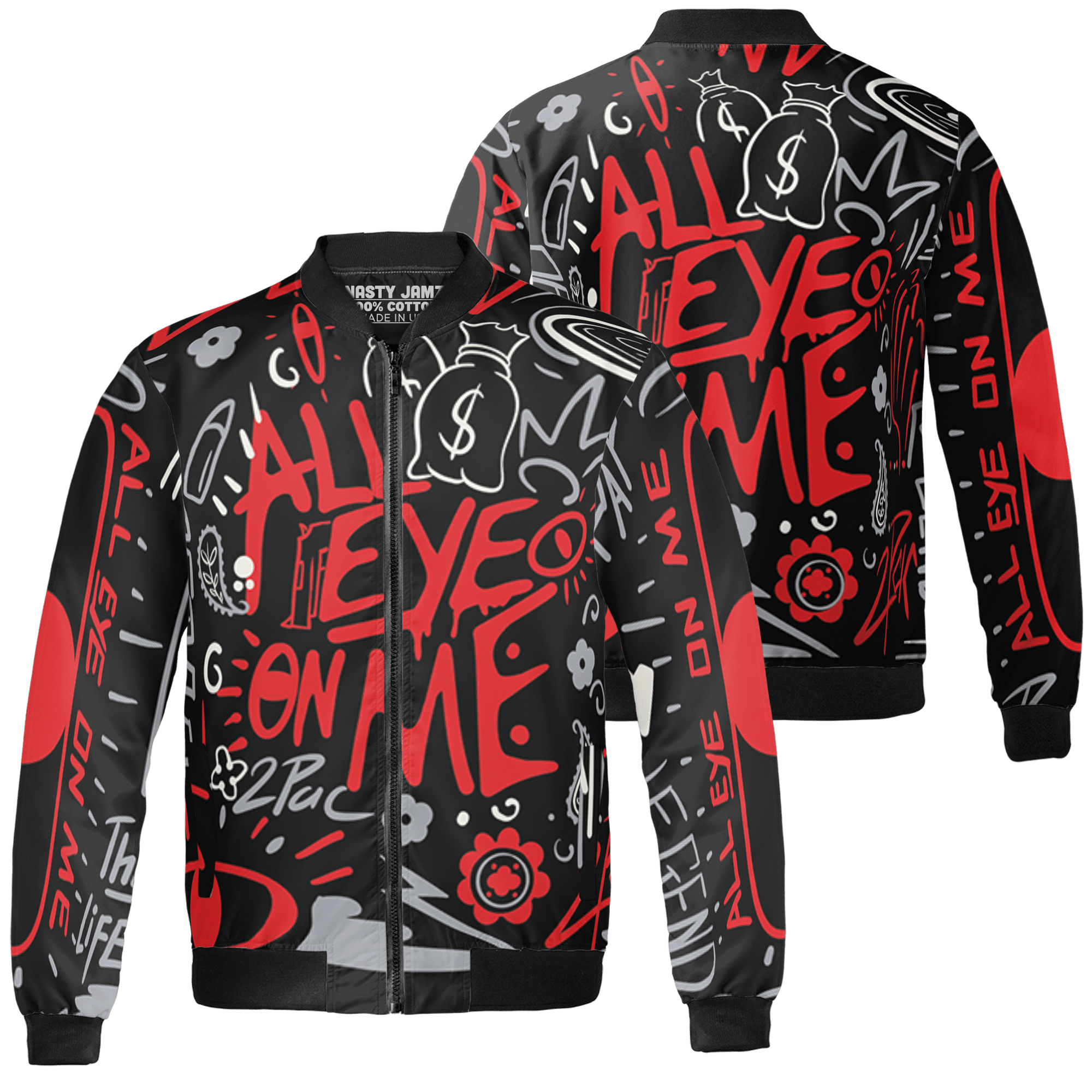 Bred Reimagined 4s Jacket Match All Eye On Me 3D All-Over Print Doodle Eye - NastyJamz