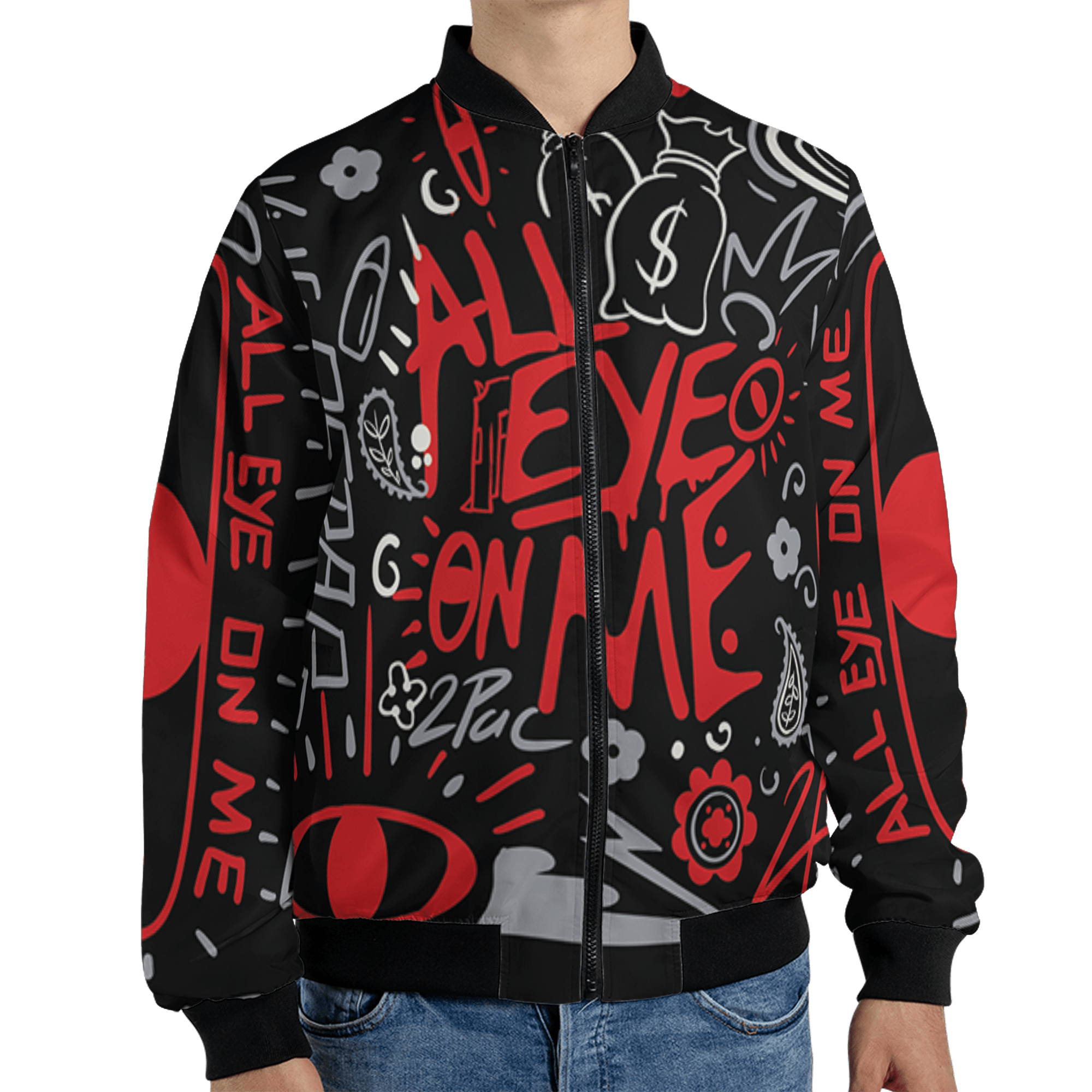 Bred Reimagined 4s Jacket Match All Eye On Me 3D All-Over Print Doodle Eye - NastyJamz