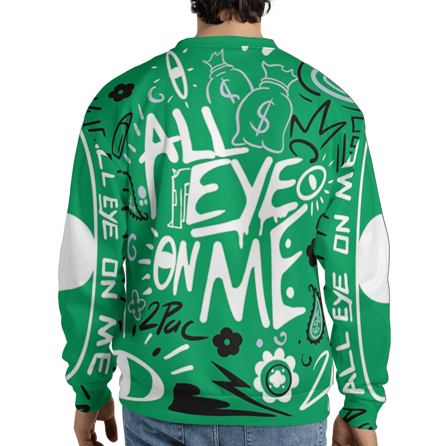 Lucky Green 5s Sweatshirt Match All Eye On Me 3D All-Over Print Doodle Eye - NastyJamz