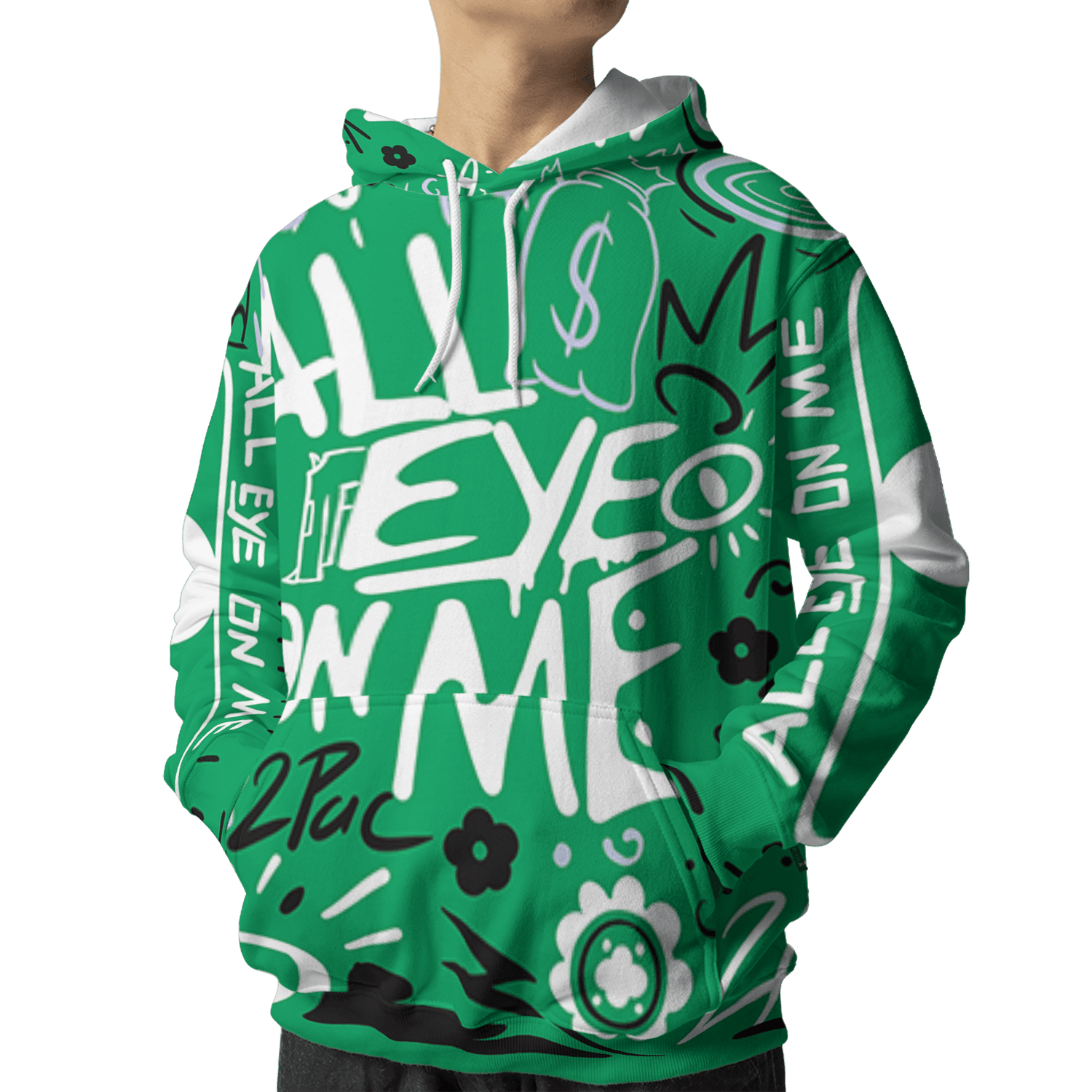 Lucky Green 5s Hoodie Match All Eye On Me 3D All-Over Print Doodle Eye - NastyJamz