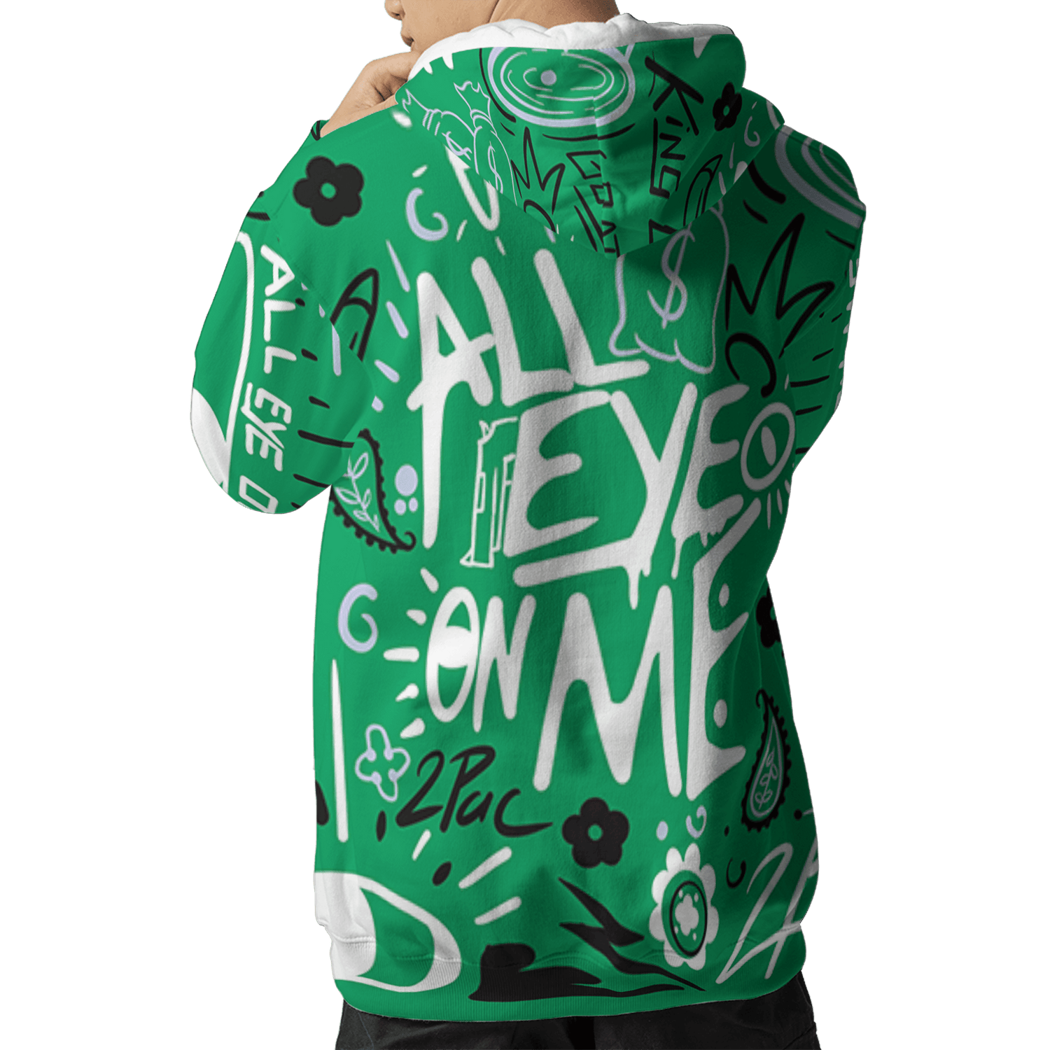 Lucky Green 5s Hoodie Match All Eye On Me 3D All-Over Print Doodle Eye - NastyJamz