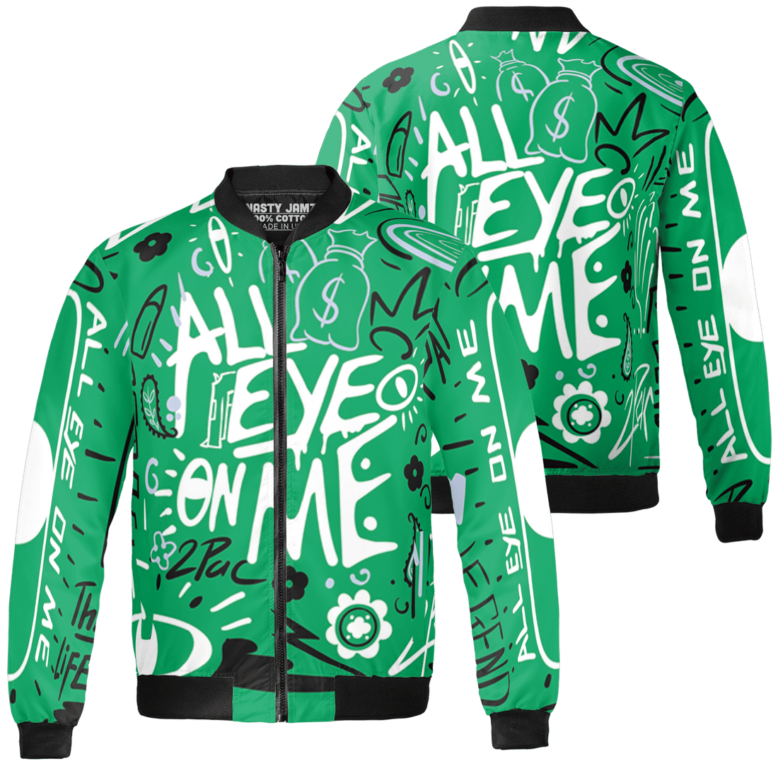 Lucky Green 5s Jacket Match All Eye On Me 3D All-Over Print Doodle Eye - NastyJamz