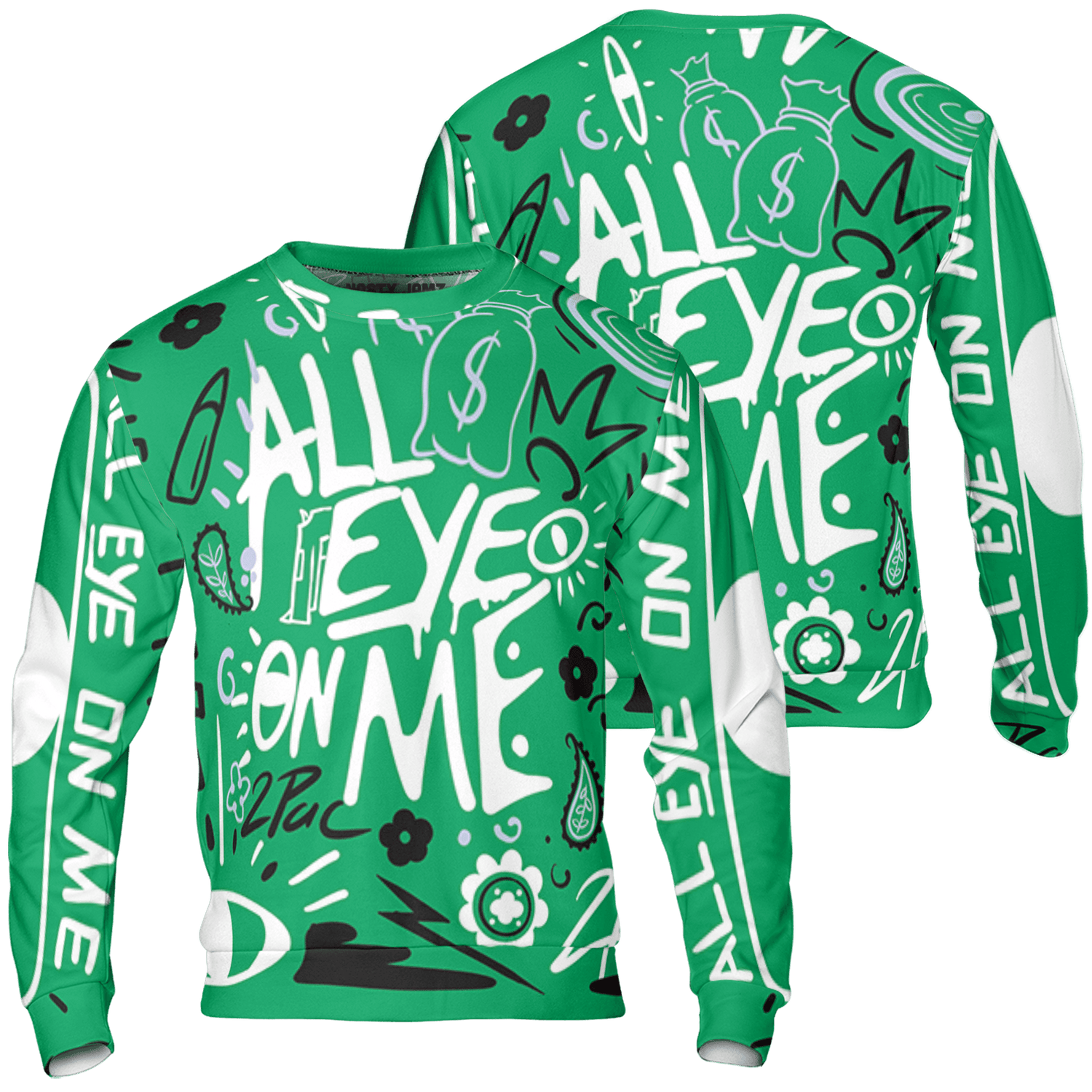 Lucky Green 5s Sweatshirt Match All Eye On Me 3D All-Over Print Doodle Eye - NastyJamz