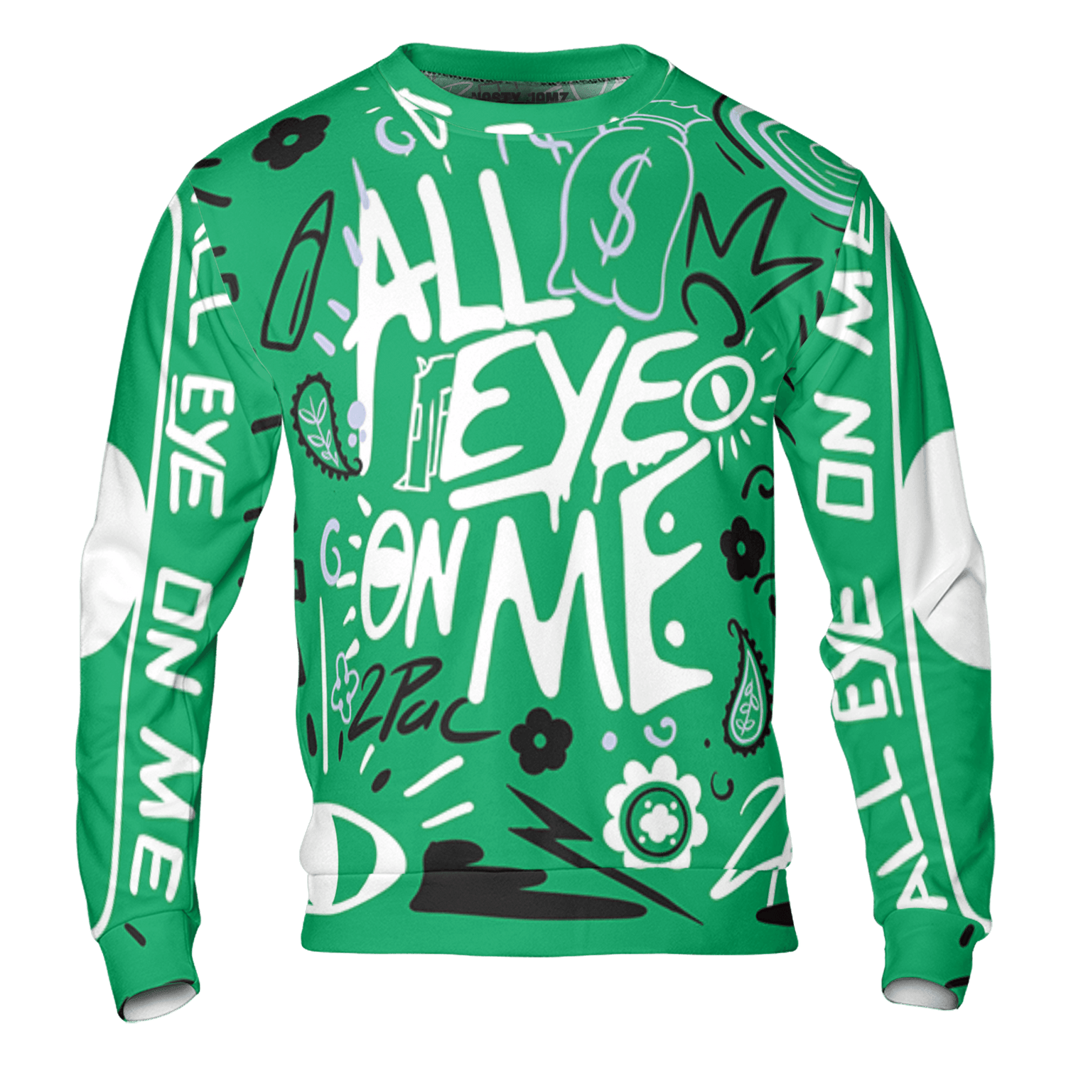 Lucky Green 5s Sweatshirt Match All Eye On Me 3D All-Over Print Doodle Eye - NastyJamz