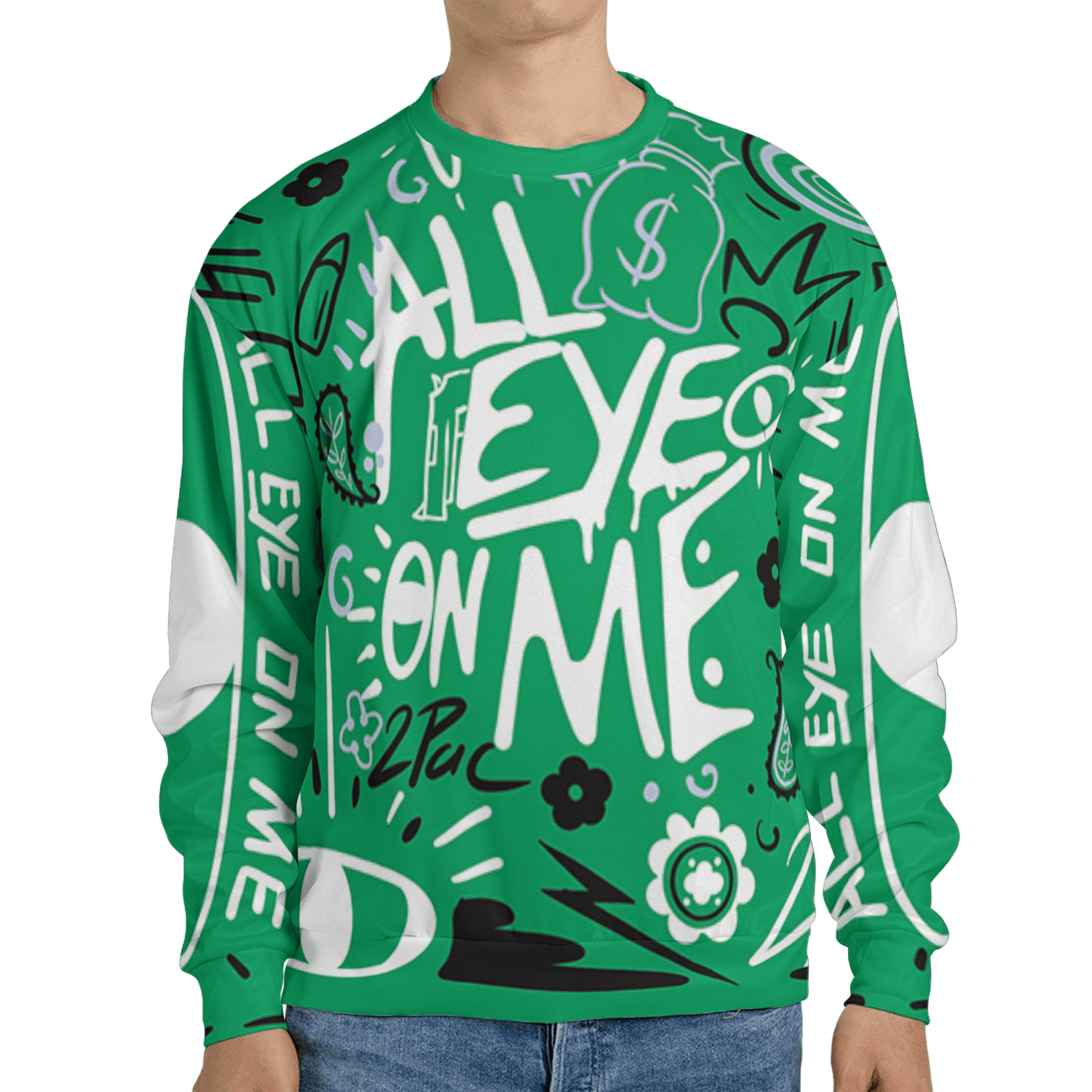 Lucky Green 5s Sweatshirt Match All Eye On Me 3D All-Over Print Doodle Eye - NastyJamz