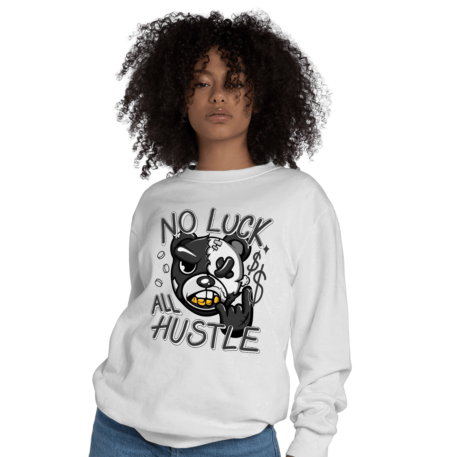 Black White 14s Sweatshirt Match All Hustle - NastyJamz