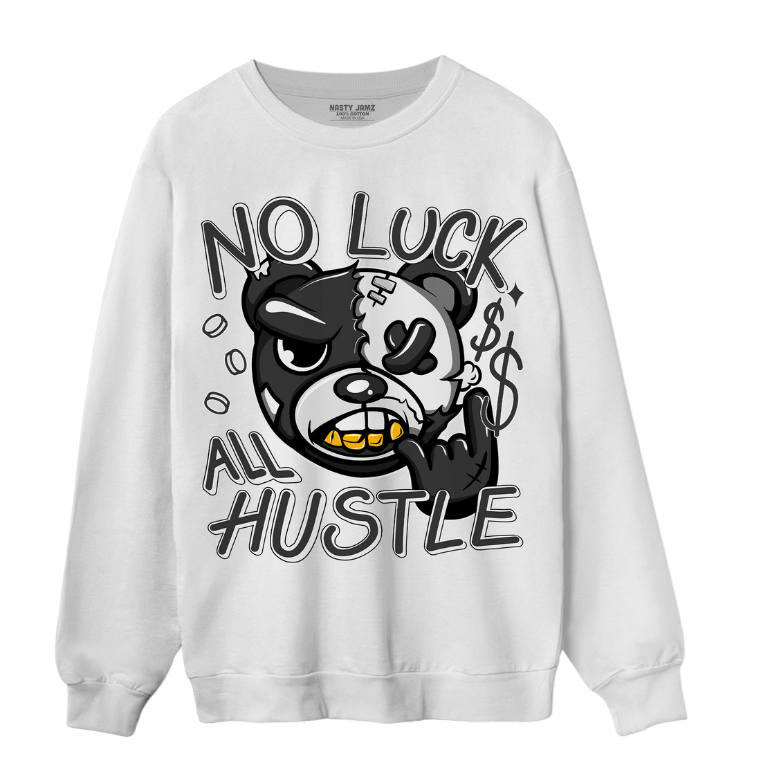 Black White 14s Sweatshirt Match All Hustle - NastyJamz