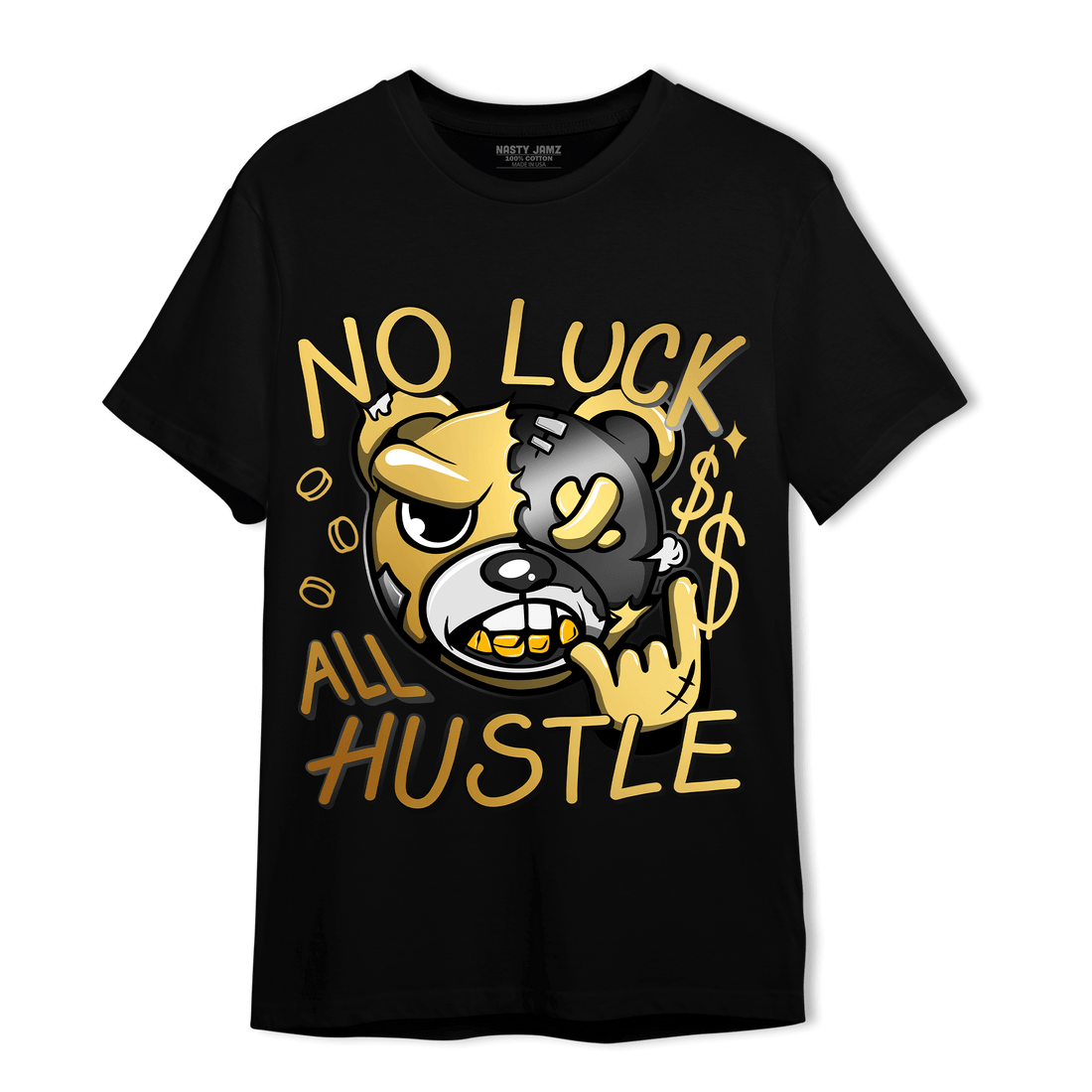 Mid SE Black Gold 1s T Shirt Match All Hustle - NastyJamz
