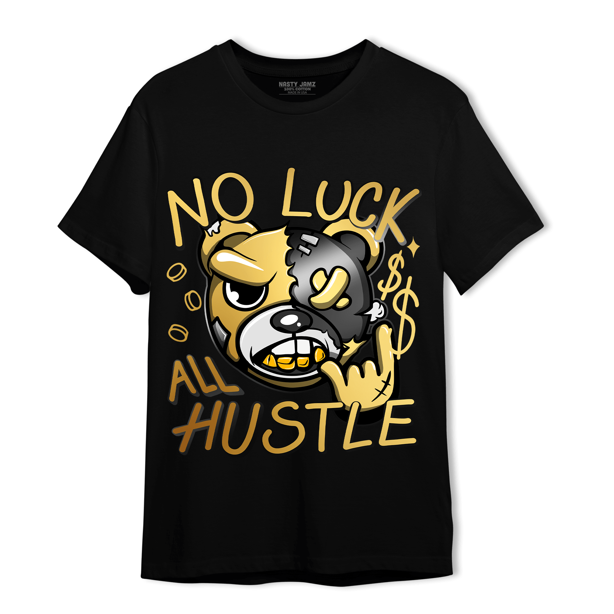 Mid SE Black Gold 1s T Shirt Match All Hustle - NastyJamz