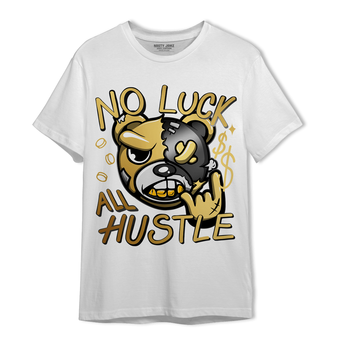 Mid SE Black Gold 1s T Shirt Match All Hustle - NastyJamz