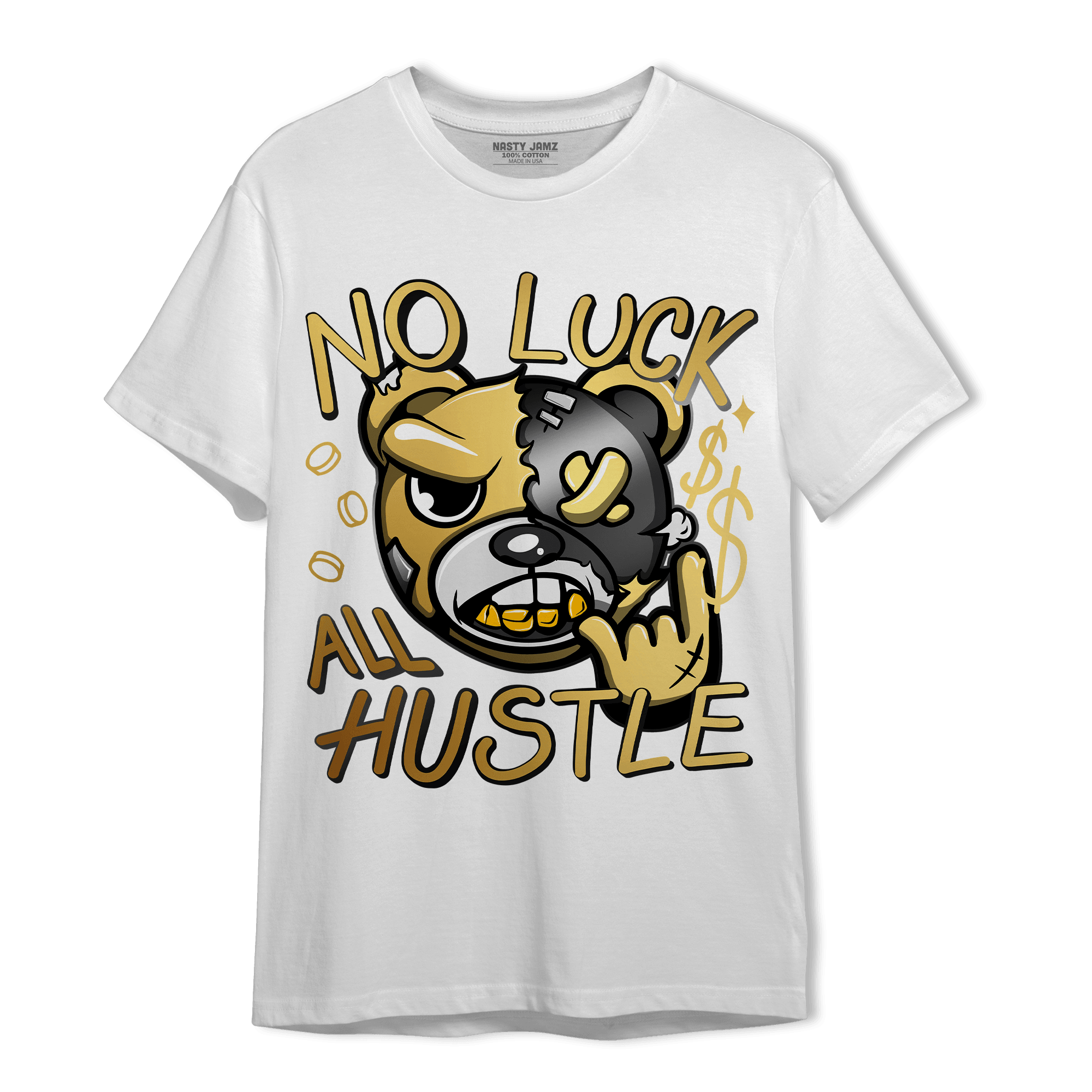 Mid SE Black Gold 1s T Shirt Match All Hustle - NastyJamz