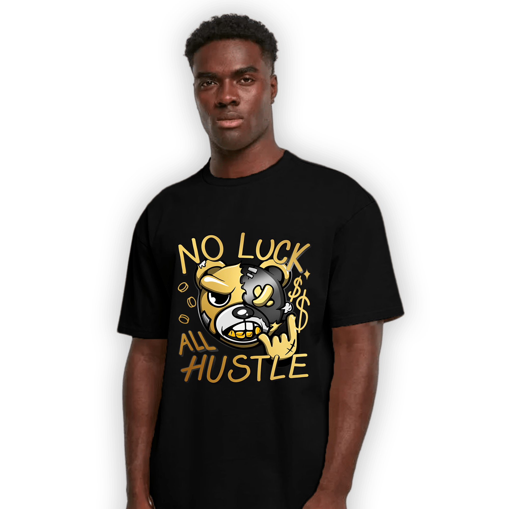 Mid SE Black Gold 1s T Shirt Match All Hustle - NastyJamz