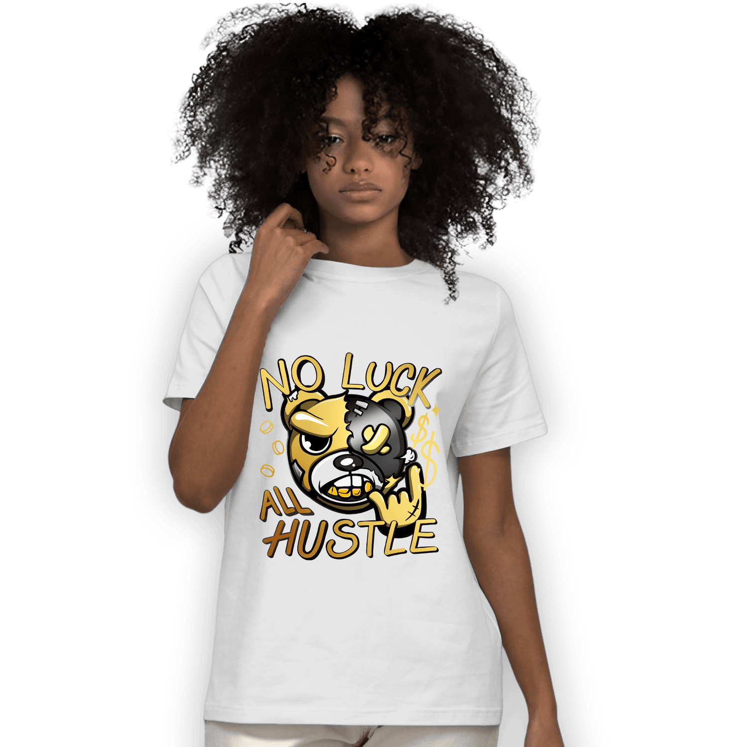 Mid SE Black Gold 1s T Shirt Match All Hustle - NastyJamz