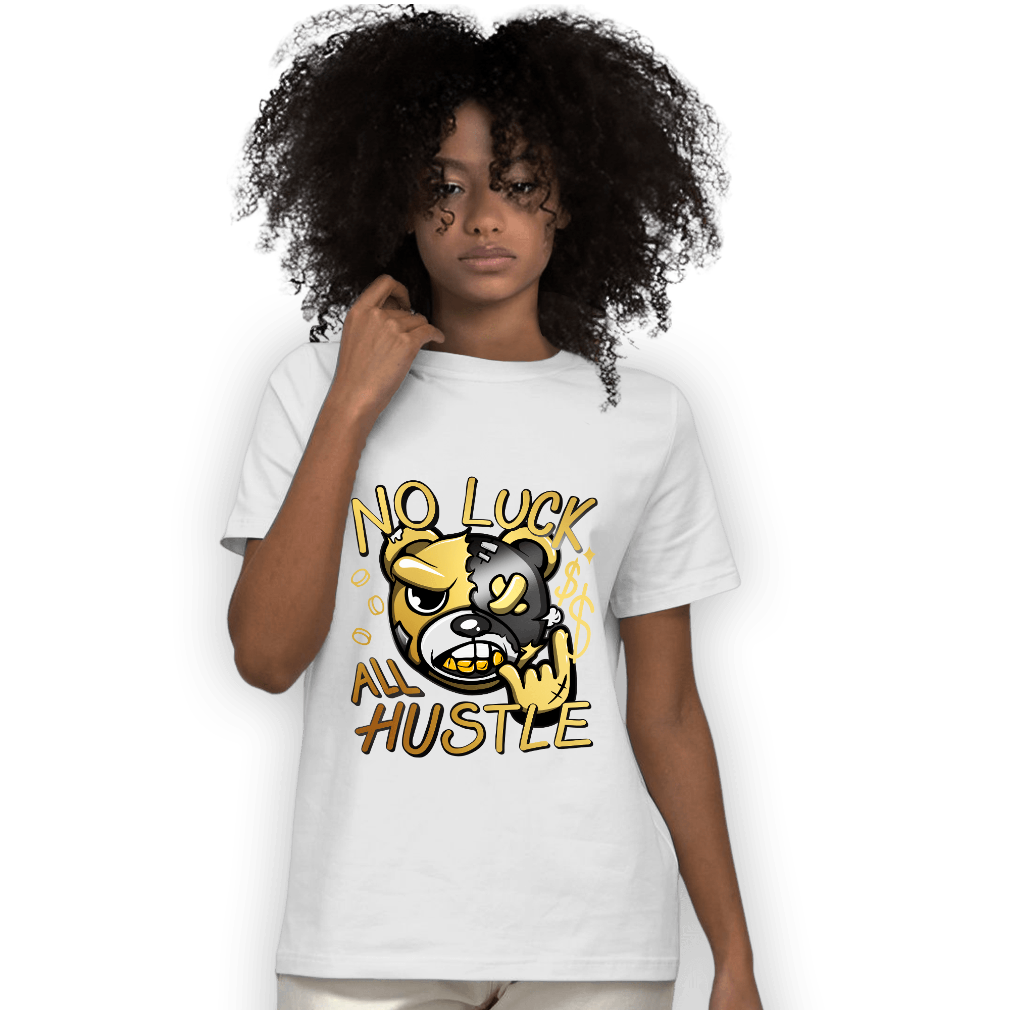 Mid SE Black Gold 1s T Shirt Match All Hustle - NastyJamz