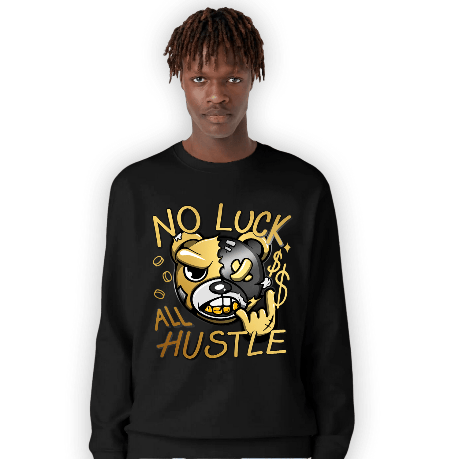 Mid SE Black Gold 1s Sweatshirt Match All Hustle - NastyJamz
