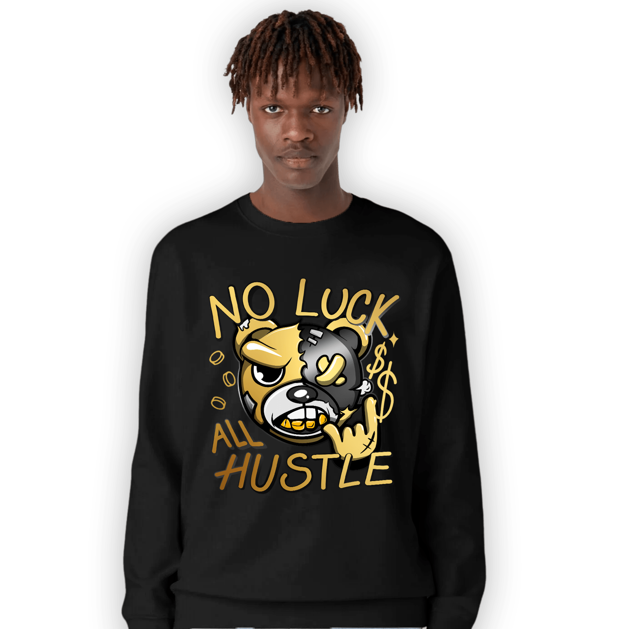 Mid SE Black Gold 1s Sweatshirt Match All Hustle - NastyJamz