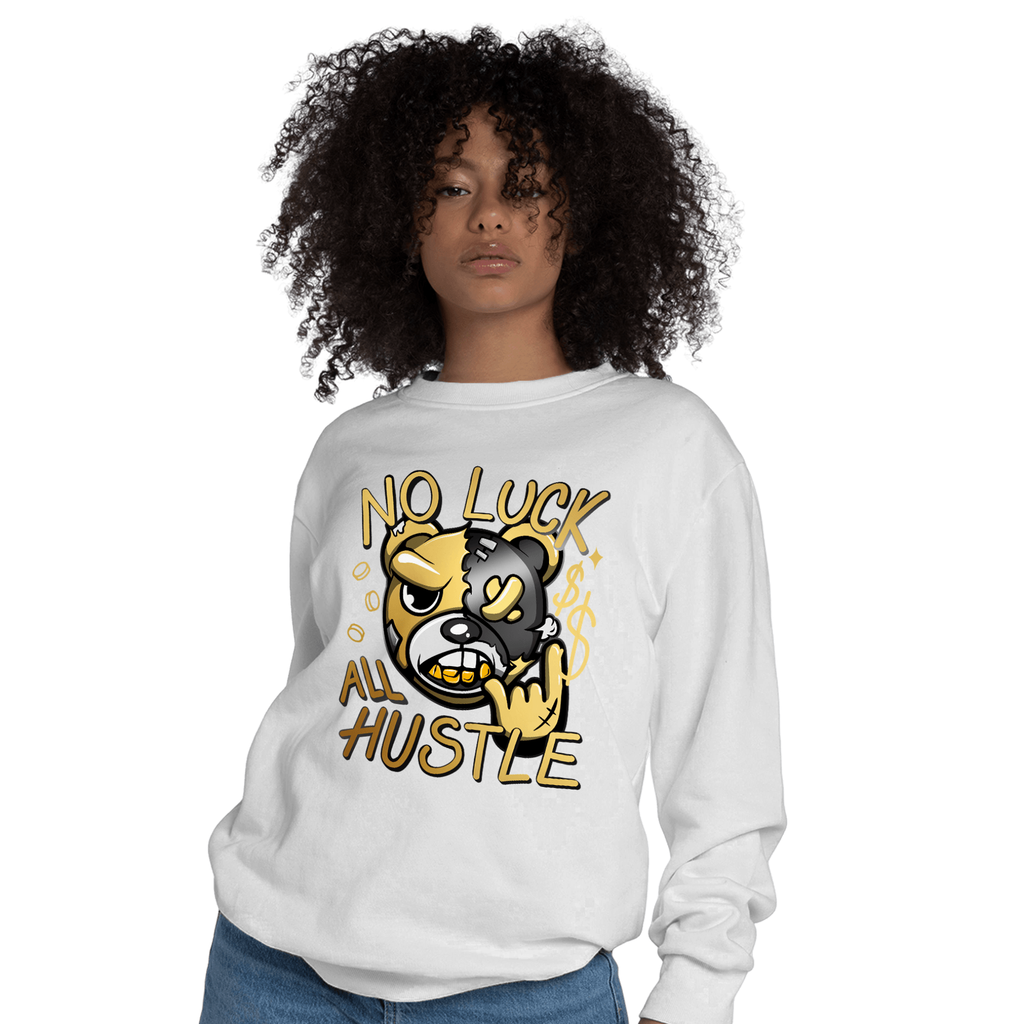 Mid SE Black Gold 1s Sweatshirt Match All Hustle - NastyJamz